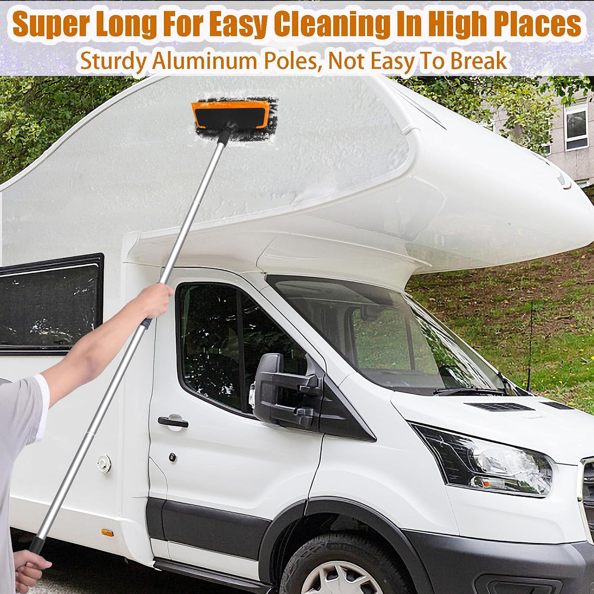 62'' Car Wash Brush with Long Handle, Complete Car Wash Kit, Scratch-Free Car Cleaning Brush Mop Kit with Clay Bar, Wash Mitt, Window Squeegee, Wheel Brush, Storage Bag for Car Truck RV