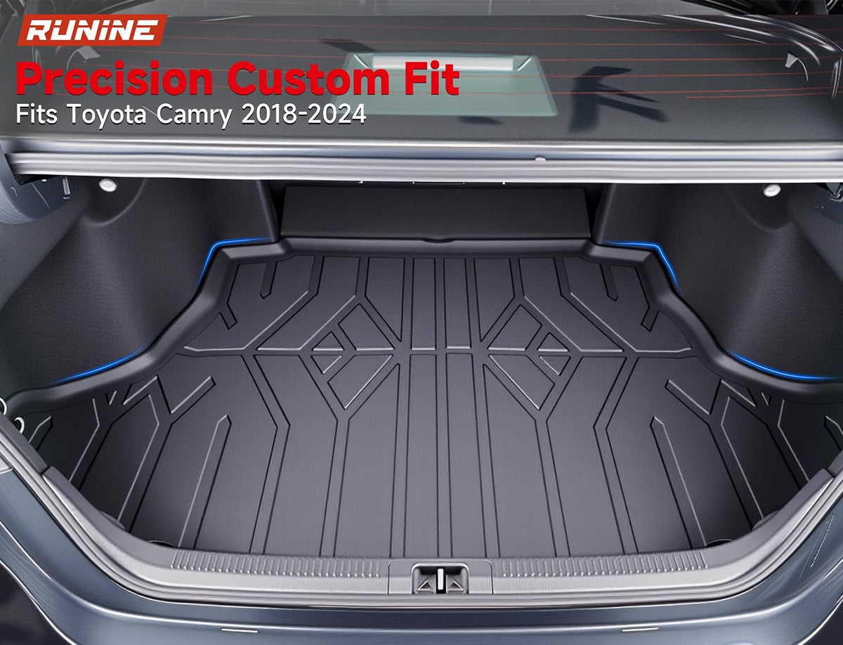 Floor Mats for Toyota Camry 2018-2022 2023 2024 (Not for Hybrid or AWD), All Weather Protection Custom Floor Mats Trunk Cargo and Car Windshield Cover Set Car Accessories,Car Floor Liners Set