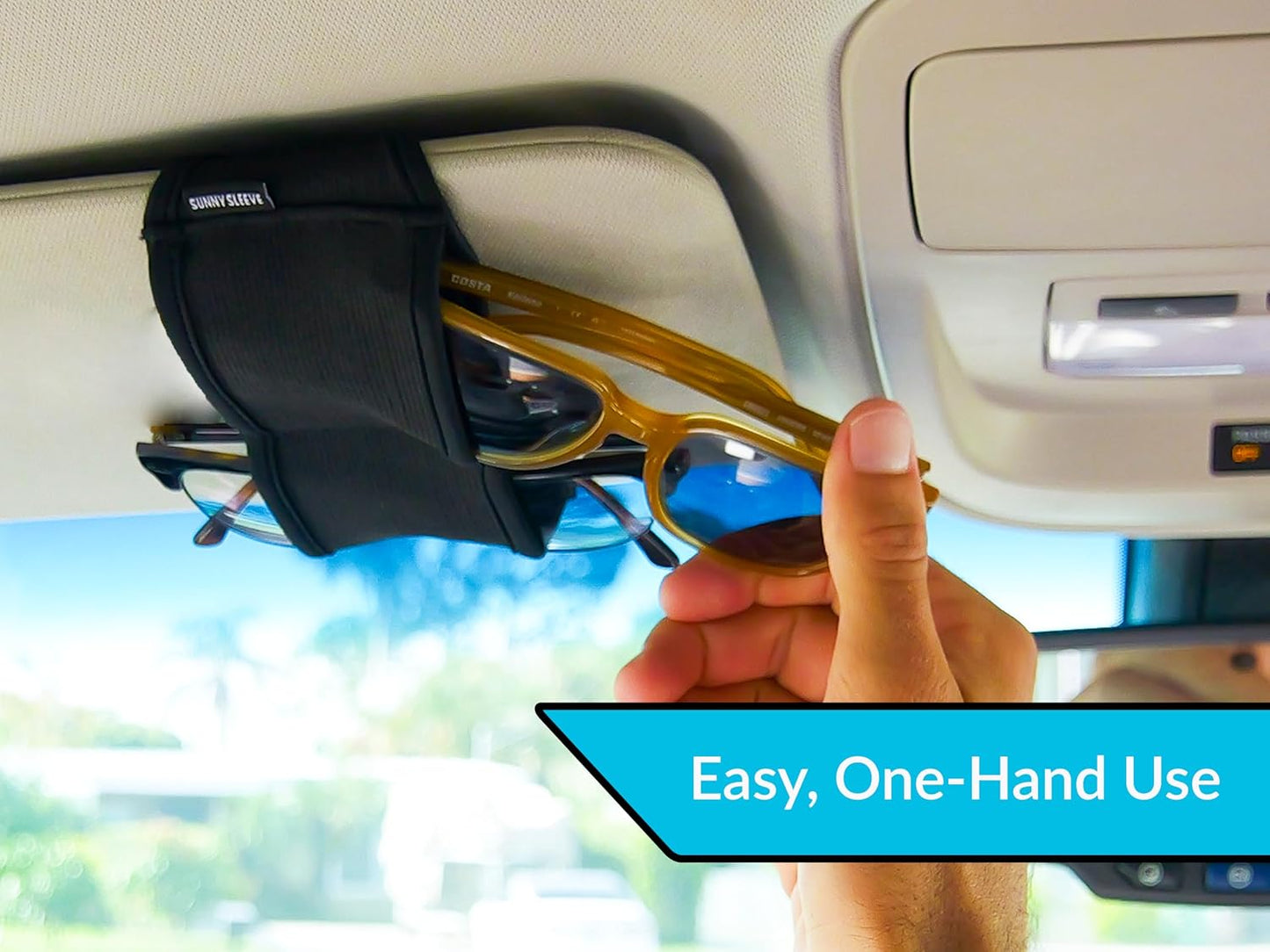 Sunglasses Holder for Car Visor – Dual Storage Holds 2 Pairs | One-Hand Operation, Scratch-Proof, Universal Fit | Glasses Organizer for Vehicle Visor (Black)