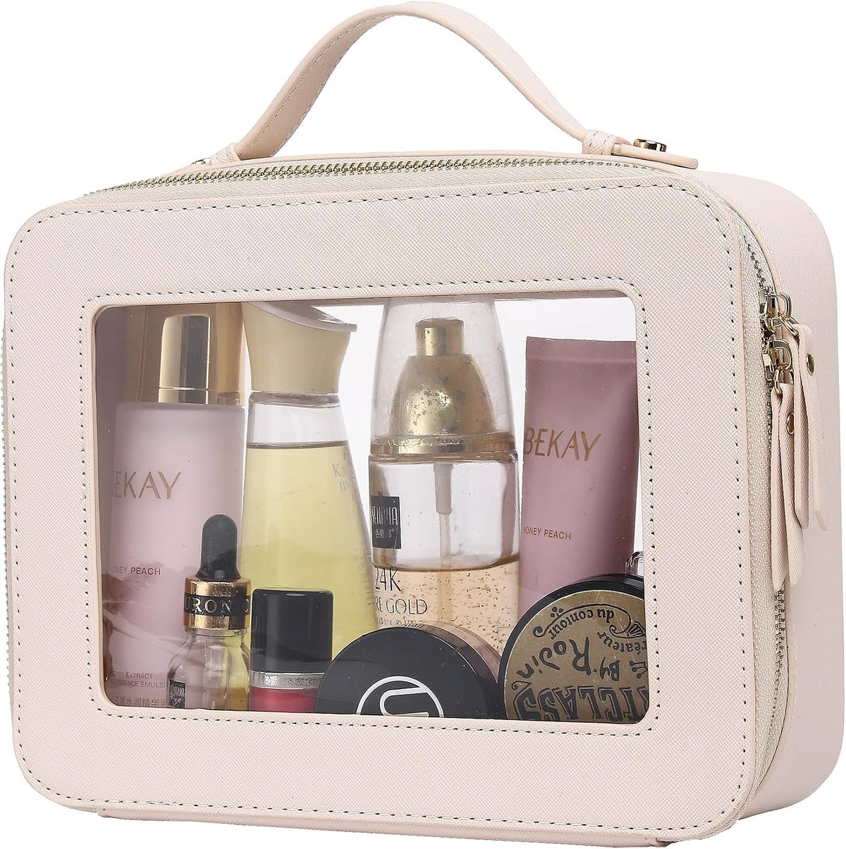 Pinkmik Clear Makeup Bag, (Beige, L)