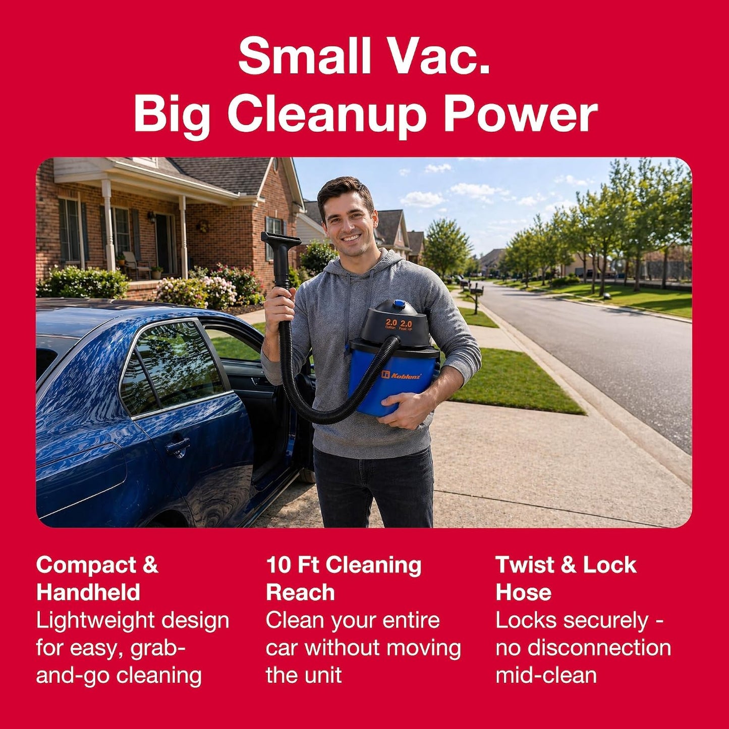 Koblenz WD-2L Wet Dry Vacuum Cleaner, Home Car Garage Workshop, 2.0 PHP