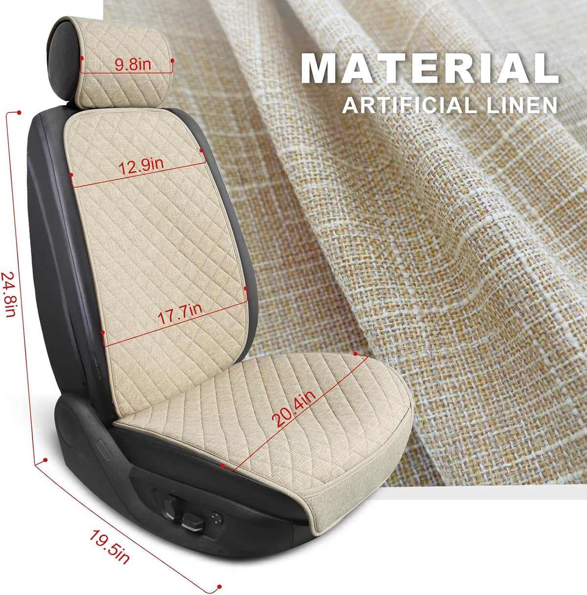 BOPUOVRE Linen Front Car Seat Covers Breathable Fabric