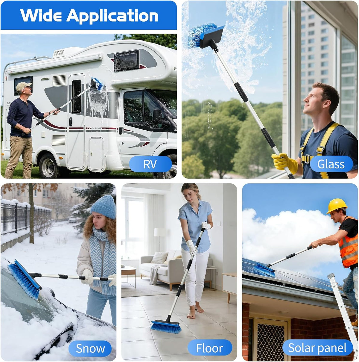Ordenado 56" Car Wash Brush with Long Handle, Soft Bristle& Rubber Squeegee