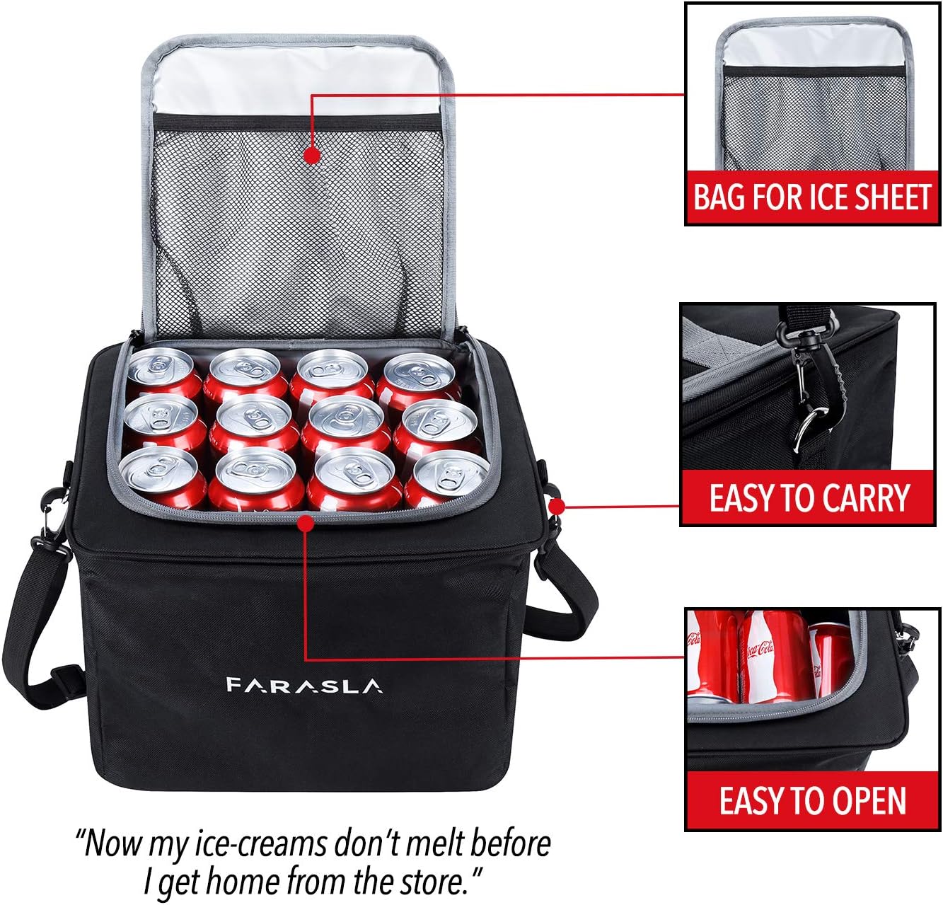 Farasla Waterproof Trunk Organizer with Insulated Leakproof Cooler Bag, Foldable Cover, Adjustable Securing Straps (Black)