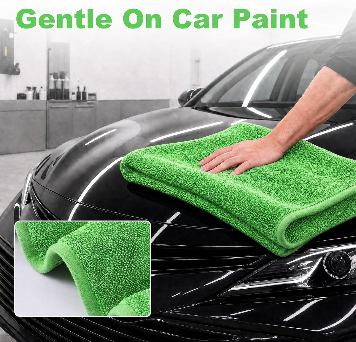 JOYMOOP Car Drying Towels,High-Density Microfiber Car Towel, Green