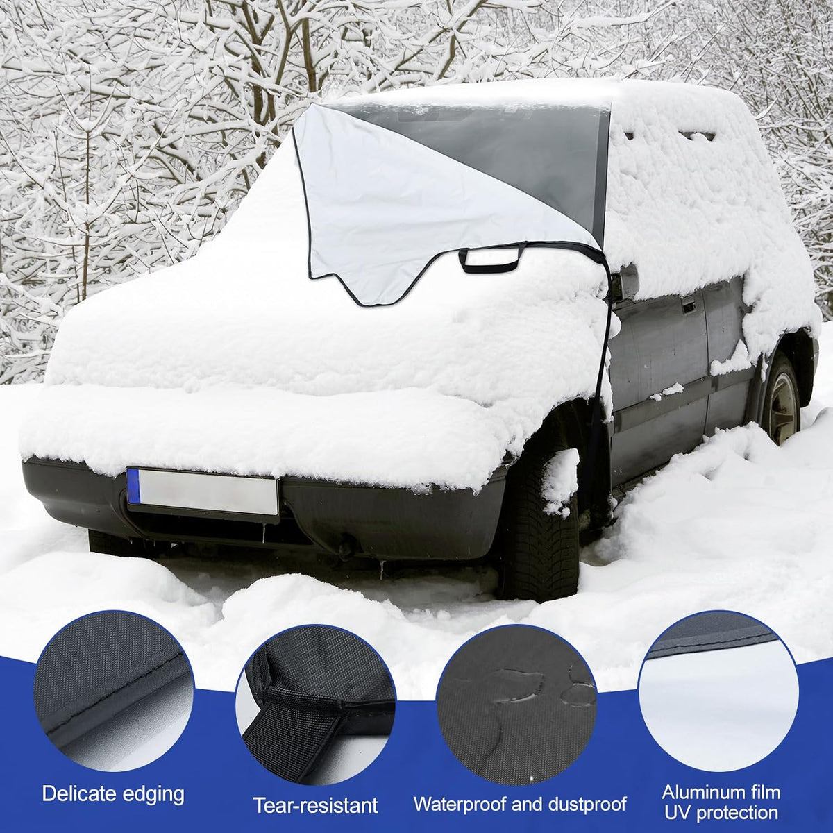 Subody Cldkz Windshield Cover for ice and Snow | 600D Three-Layer Composite Waterproof,Sunshade,Dustproof Fabric |Windshield Snow Cover for car, SUV, Truck|Winter car Accessories|car Windshield Cover