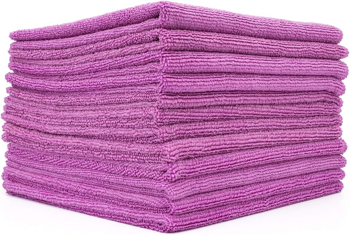 The Rag Company - All-Purpose Microfiber Terry Cleaning Towels - Commercial Grade, Highly Absorbent, Lint-Free, Streak-Free, Kitchens, Bathrooms, Offices, 300gsm, 16in x 16in, Lavender (12-Pack)