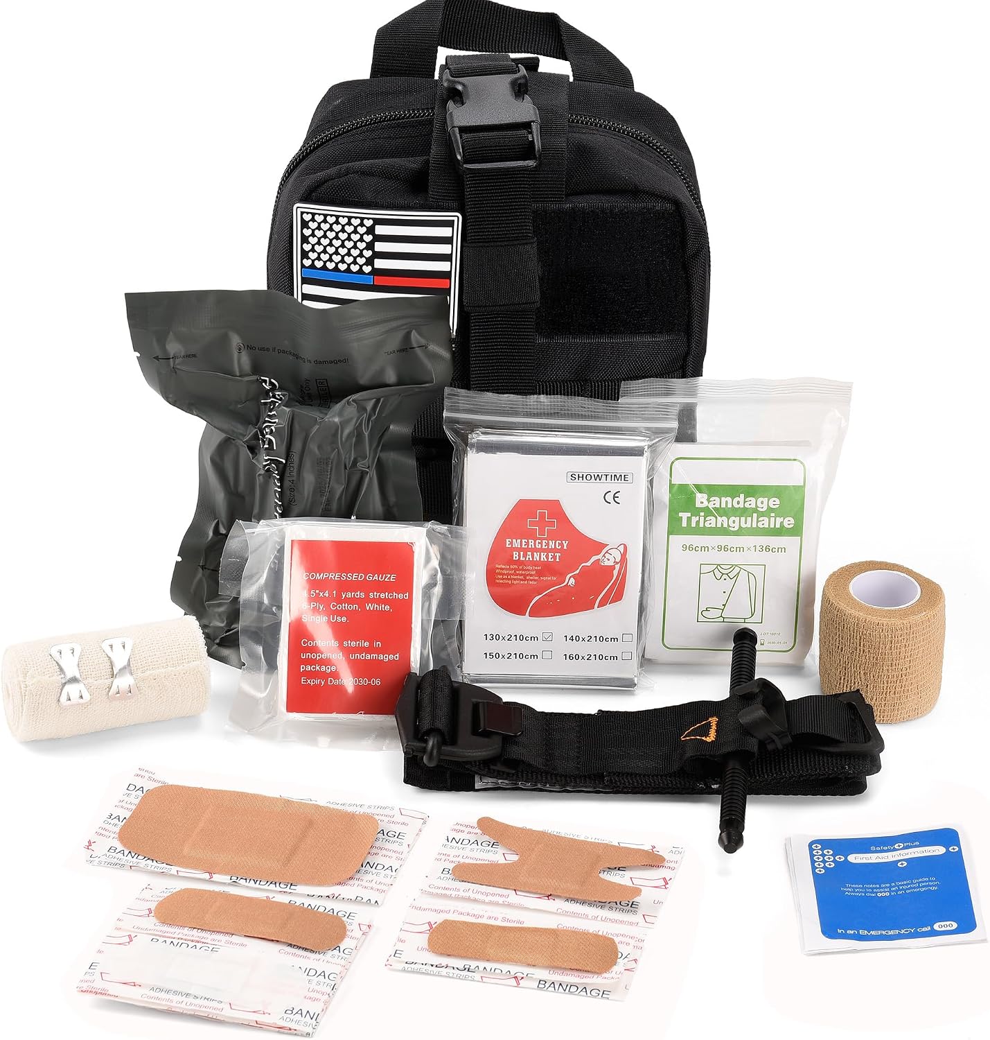 IFAK Trauma Kit with Tourniquet, 4-Inch Israeli Bandage, First Aid Kit for Car, Camping, Hiking and Travel with Molle Bag