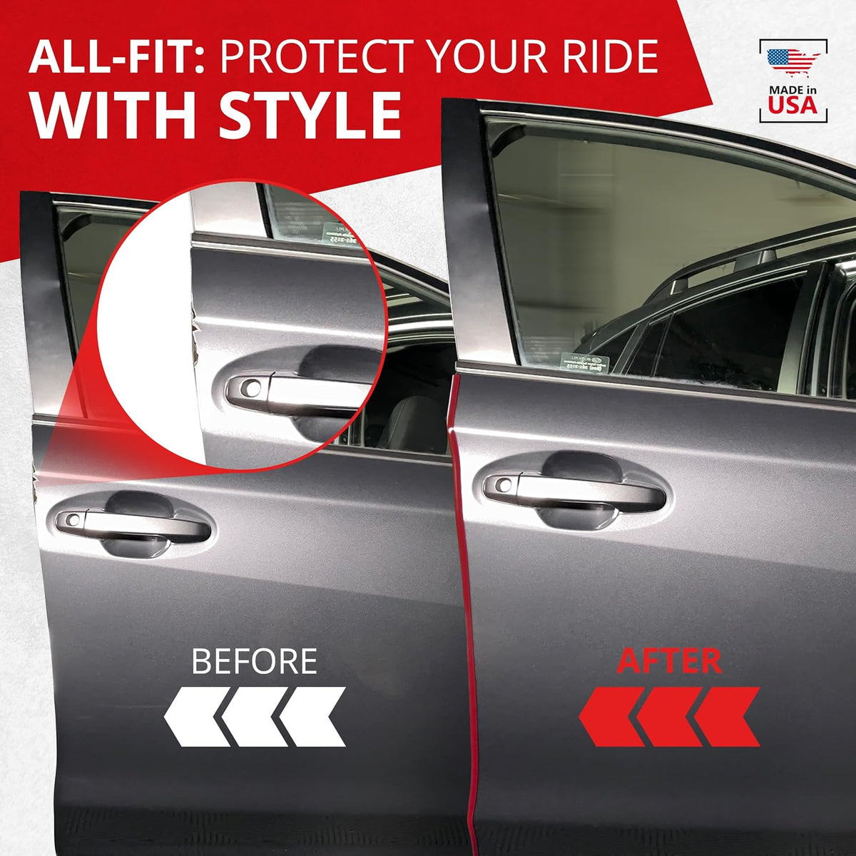 All-Fit Automotive Car Door Edge Protector Made in the USA (10 Ft - Red)