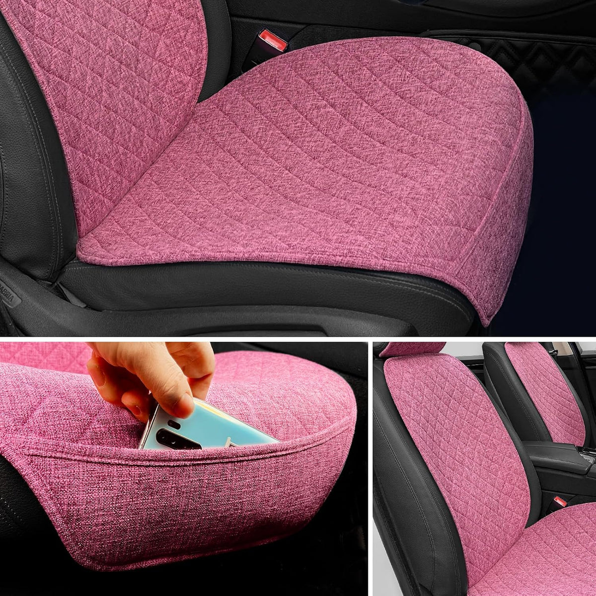 BOPUOVRE Linen Front Car Seat Covers Breathable Fabric
