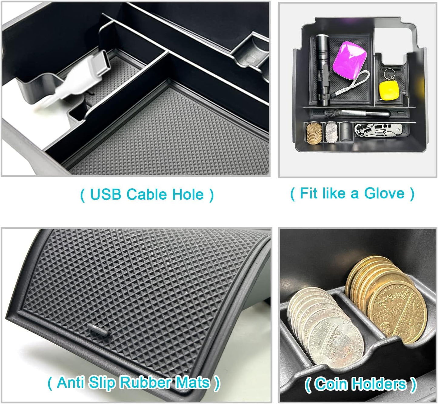 CDEFG for 2022 2023 2024 2025 2026 Nissan Frontier Center Console Organizer | for 2026 2025 Nissan Frontier Armrest Storage Box 2022-2025 2026 Frontier Pickup Truck Accessories Middle Console Tray