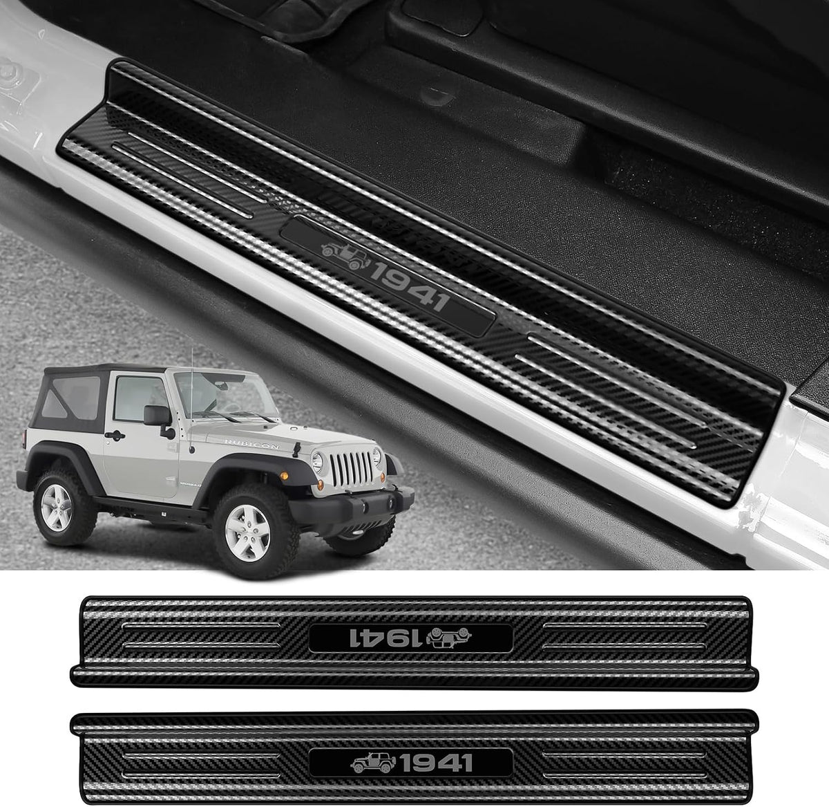 ZZEQYG 2 Pcs Front Door Sill Protector for 1997-2006 Jeep Wrangler TJ Scratch-Resistant Car Door Edge Guards Stainless Steel Interior Accessories