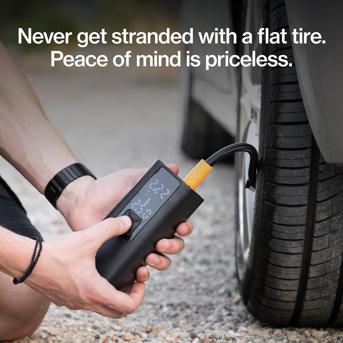 STATIK TireHero Car Tire Inflator Portable Air Compressor - 150 PSI, Electric Air Pump for Balls, Bike Pump, Inflatables, Paddleboard, Air Mattress, Car Emergency Safety Kit w/Flashlight