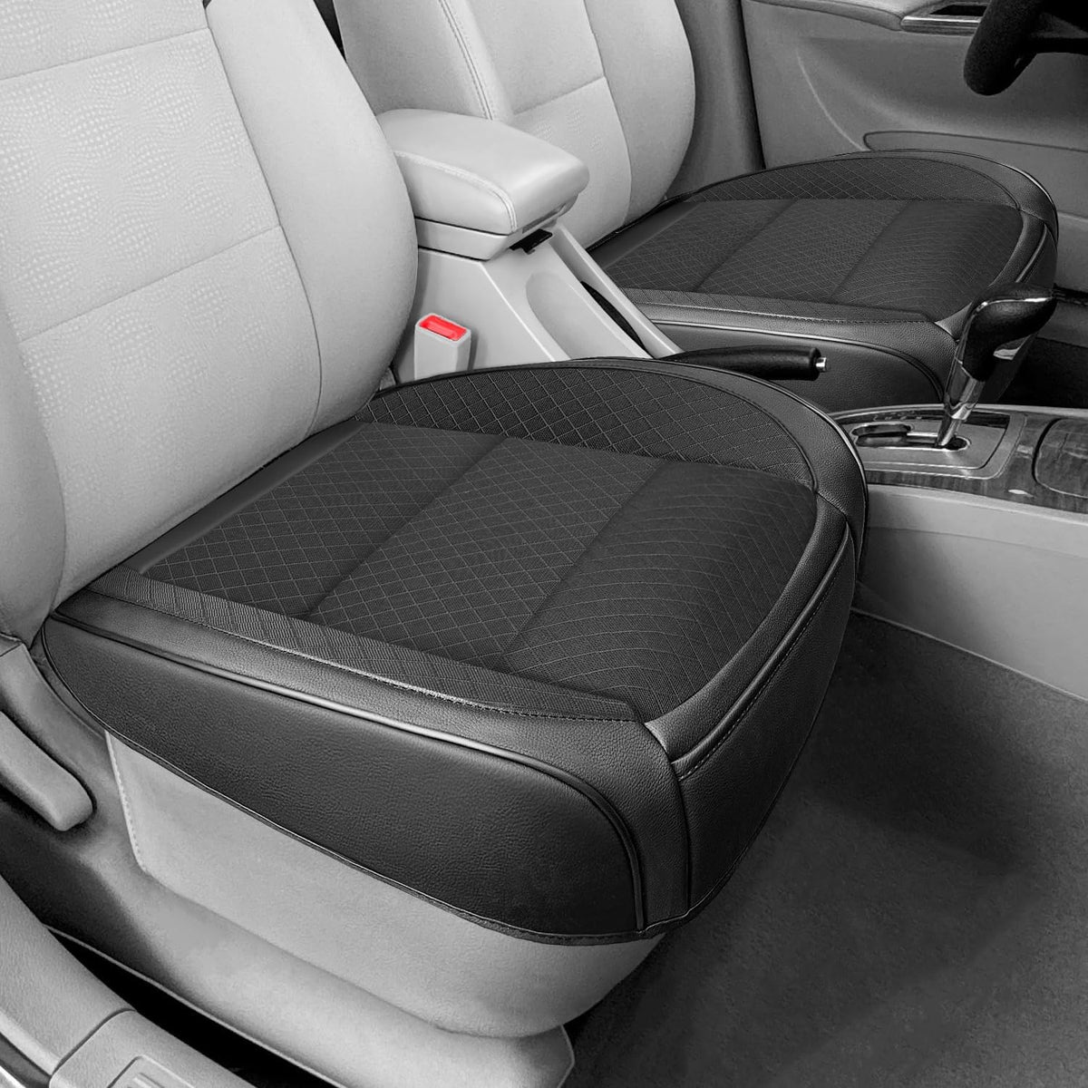 BEITK 2 Pack Black Leather Front Bottom Car Seat Covers
