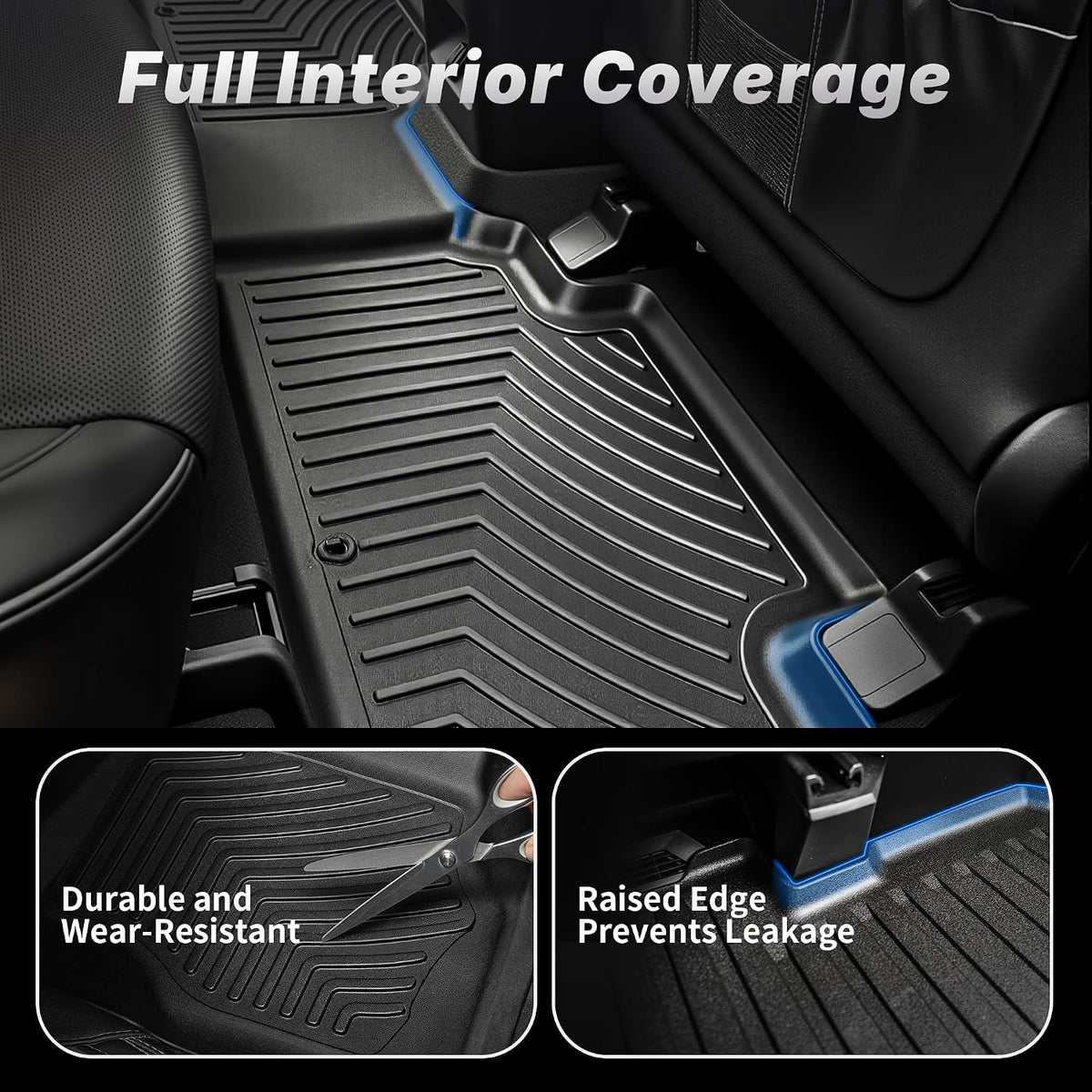 OEDRO Floor Mats Fit for 2022-2026 Hyundai Tucson (Not for Hybrid), Unique Black TPE All-Weather Tucson Floor Liners, Front and Second Row, Full Set Liners