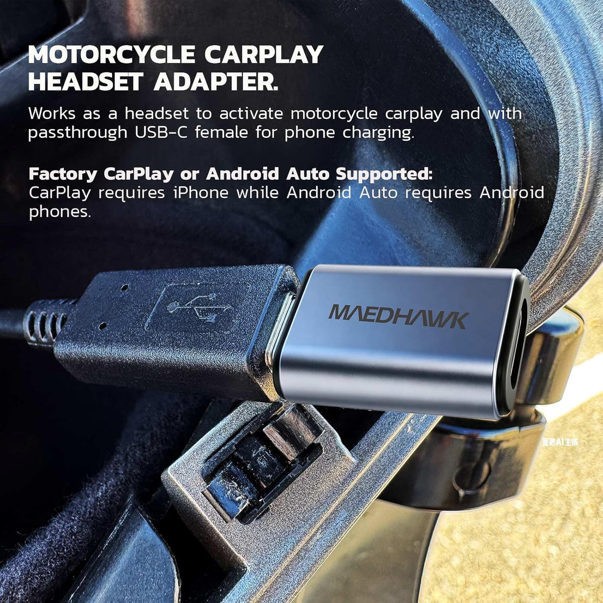 MaedHawk Bypass 2.0 Motorcycle CarPlay Bluetooth Headset Adapter