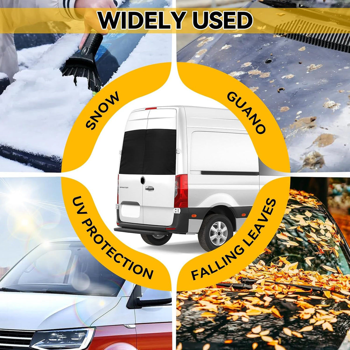 Rear Windshield Cover for Ice and Snow Compatible with Mercedes-Benz Sprinter Van 2006-2026, Car Back Window Snow & Frost Cover, Complete Protection from Snow and Other Winter Debris