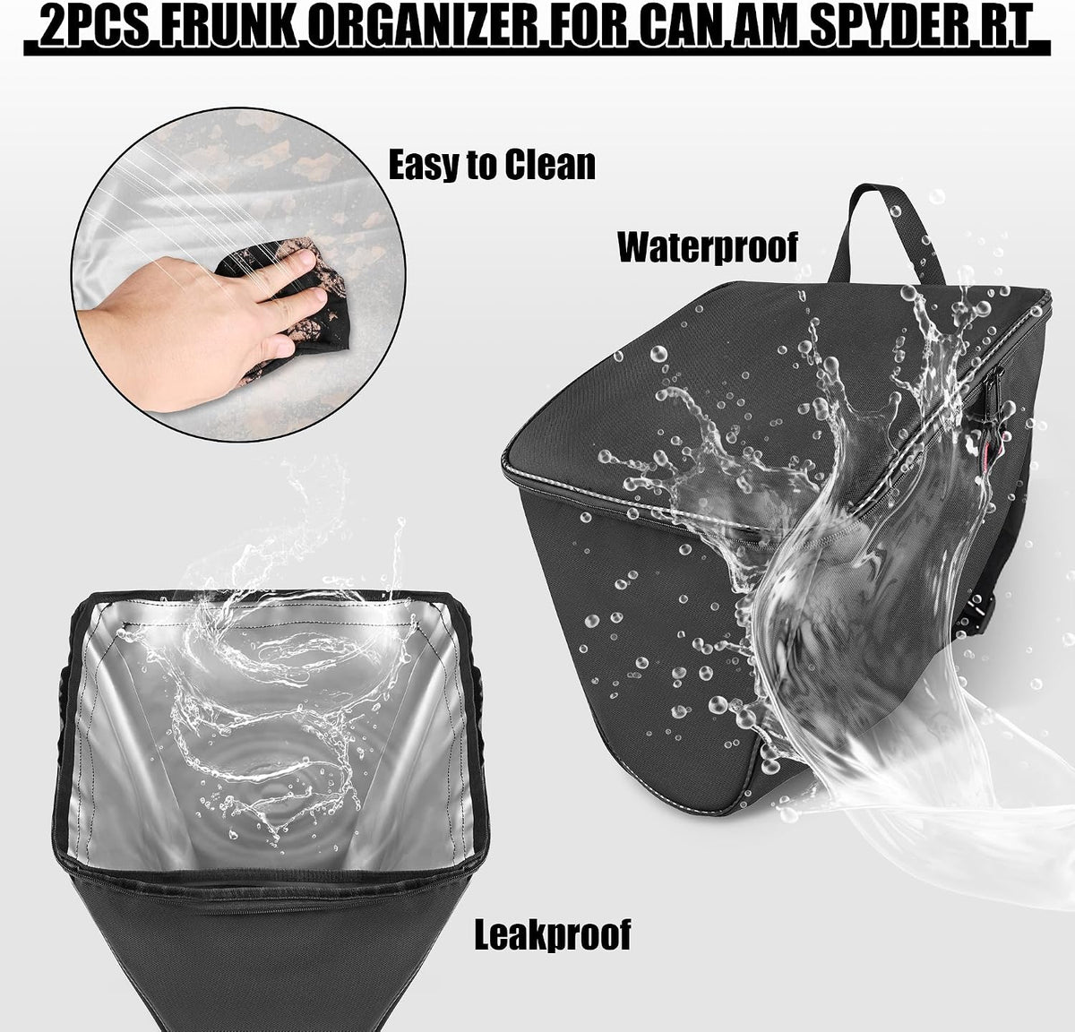 2pcs Front Trunk Bag Frunk Organizer Removable Luggage Bags Waterproof Trunk Cargo Bag Motorcycle Accessories Fit for Can Am Spyder RT 2020-2025