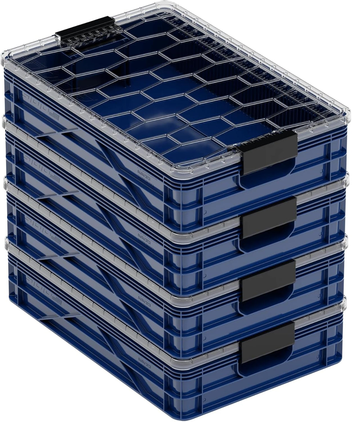 SIDIO Quarter Crate 4-Pack Stackable Storage Bins, Navy Blue