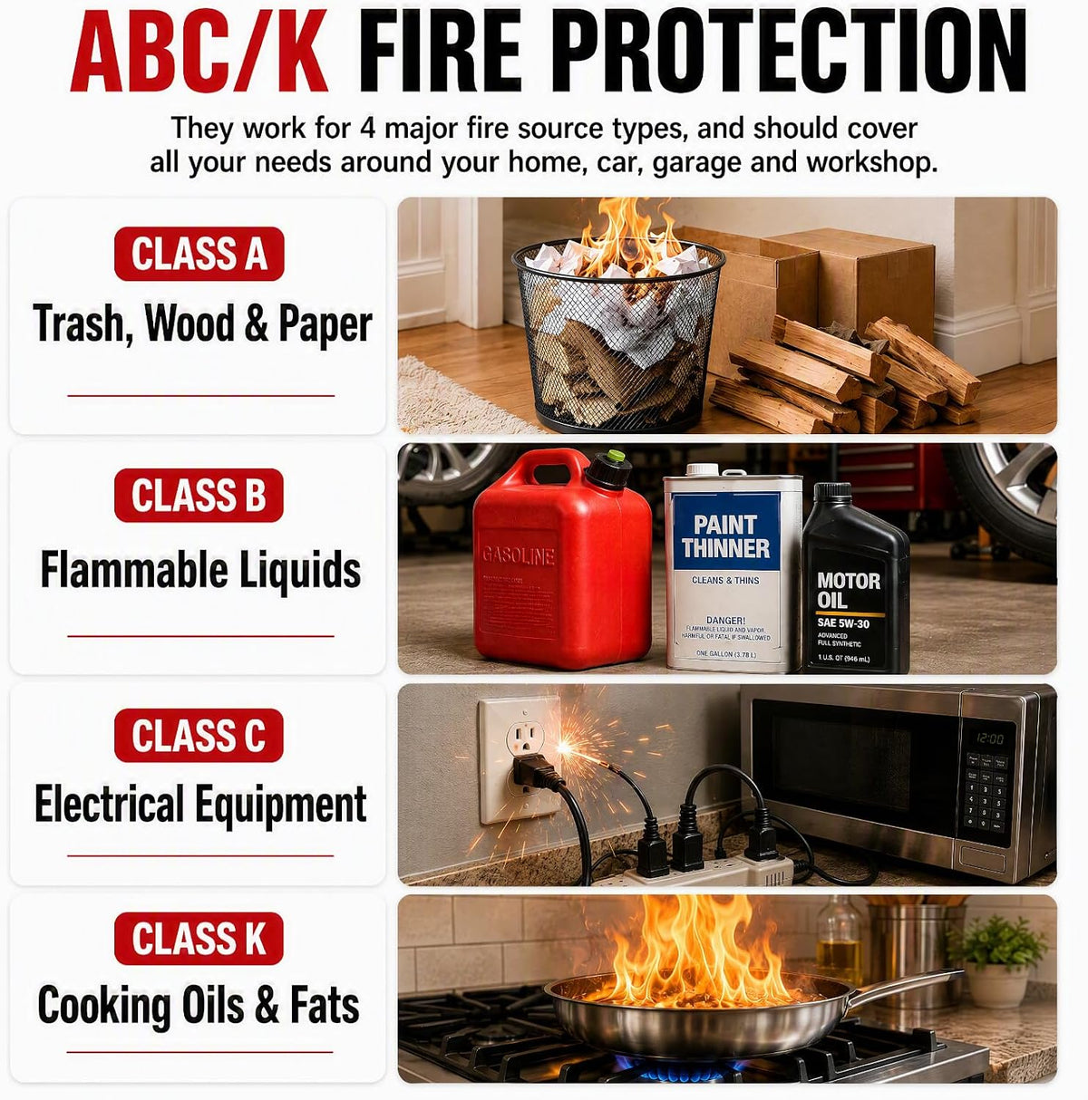 Small Fire Extinguisher for Home & Car – (6Pack, 1.32lb Each) Portable Dry Chemical Fire Extinguishing Spray | For Kitchen Grease, Electrical, Vehicle & Garage Fires, Easy to Use