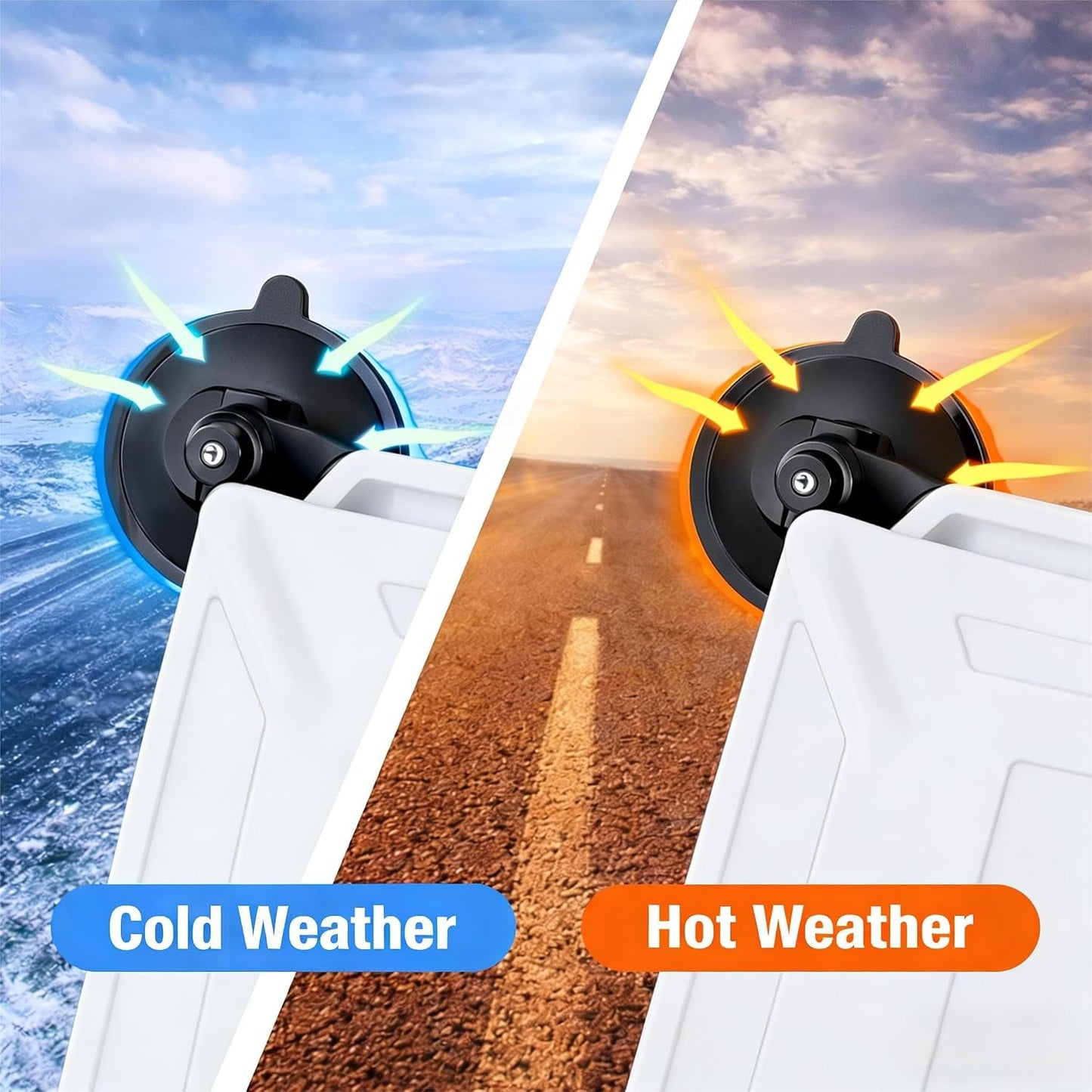 Starlink Mini Suction Cup Mount, 2-in-1 Open-Front Silicone Protective Holder, Fits Mini Only, 4 Heavy-Duty Cups & 2 Steel Hooks for RV Truck Car Window, Boat Cabin & Camping (White)