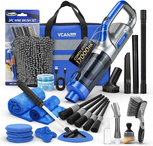 VCANENERGY 29PCS Car Cleaning Kit Interior Detailing for Men Women（Blue）