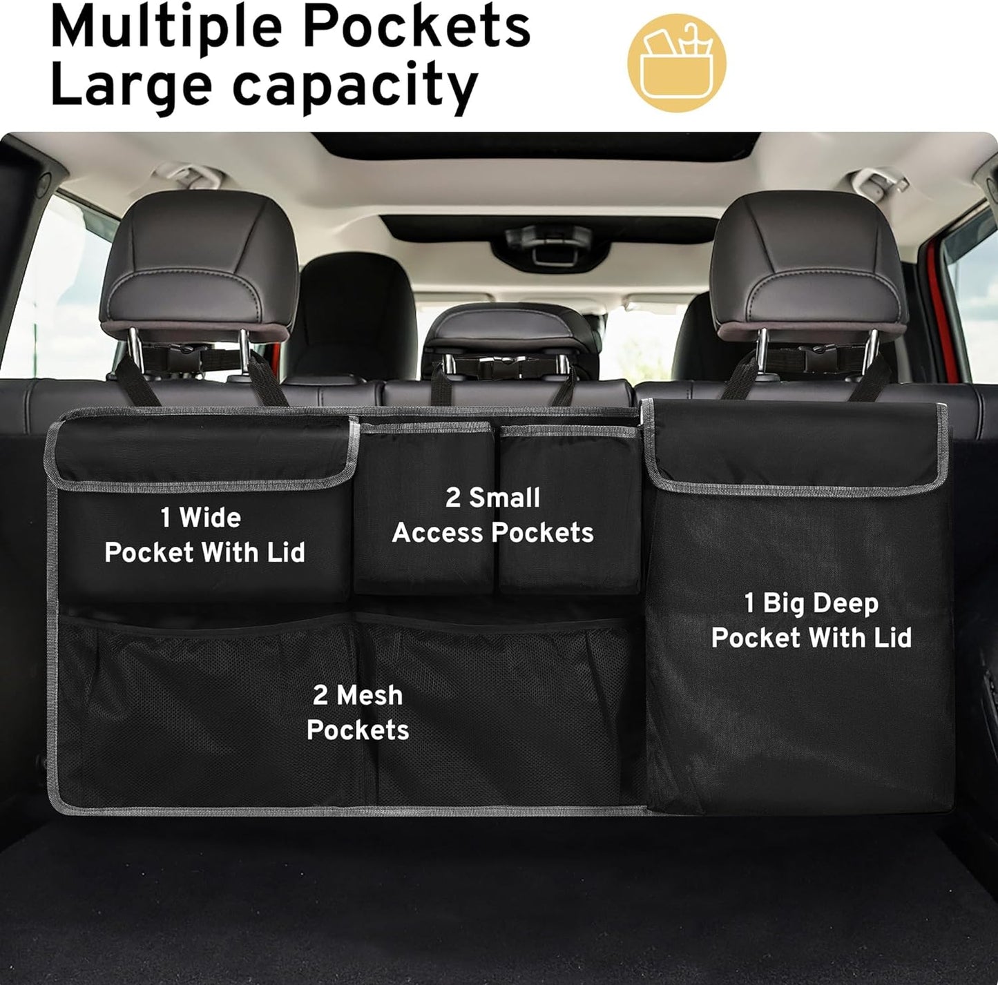 XHRING Car Trunk Organizer Storage Backseat Hanging Bag for Mazda CX5/CX-5 CX30/CX-30 CX50/CX-50 CX9/CX-9 CX3 CX7/CX-7 GS GT I Sport Touring Carbon Edition SUV Camping Accessories 2000-2025 2026