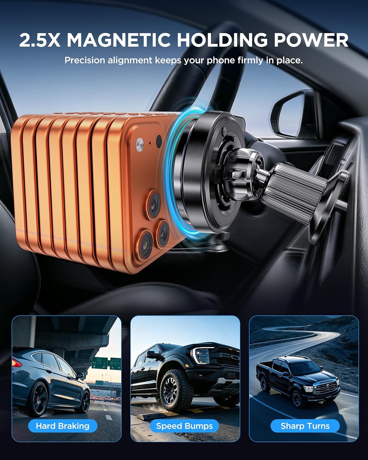 MSXTTLY Qi2.2 25W Certified for Mag Safe Car Mount Charger,Car Vent Charger