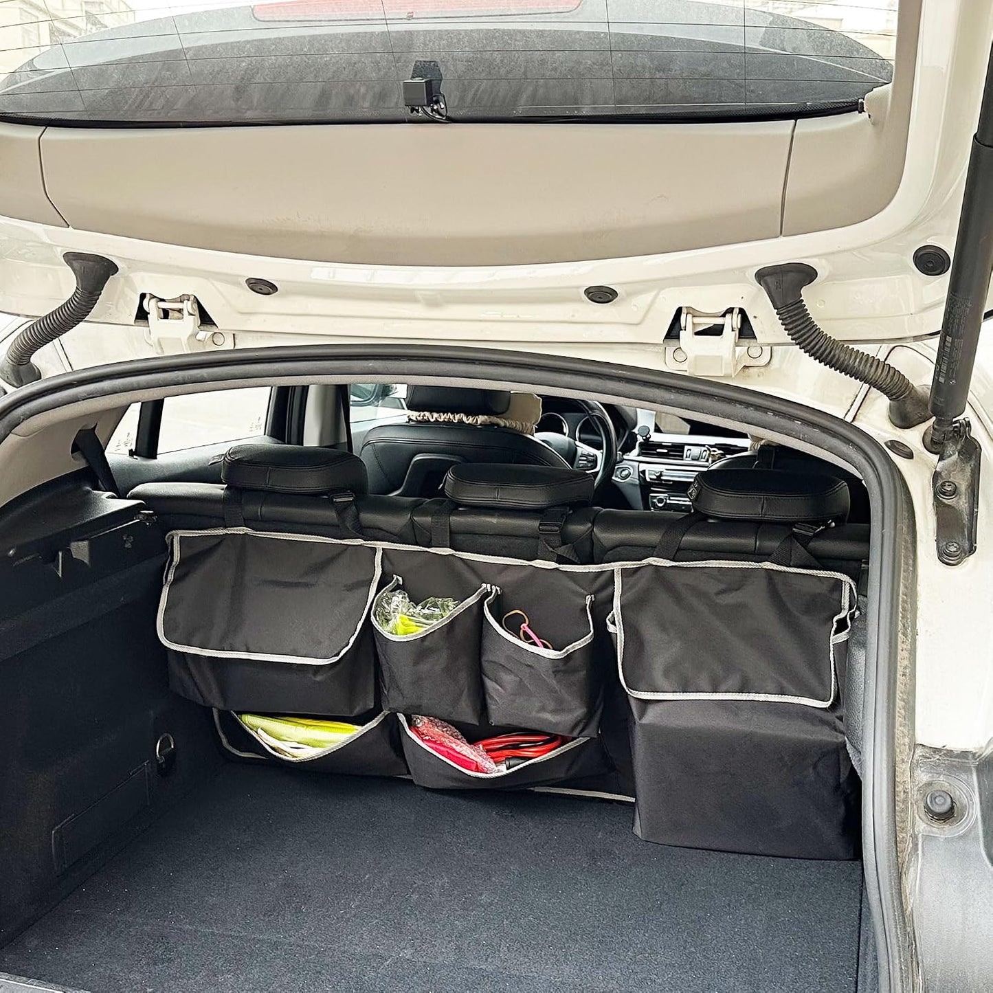 Car SUV Backseat Trunk Organizer Hanging Bag,6 Nylon Fabric Pockets, Interior Storage Organizer Accessories, For SUV, Jeep, MPV, Space Saving Design