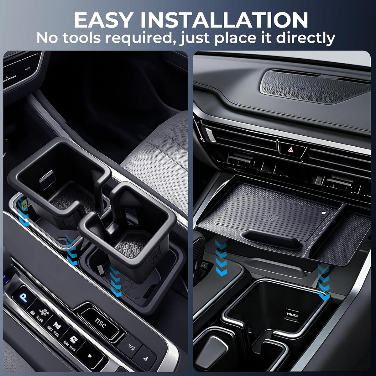 Cup Holder Insert & Wireless Charging Protective Mats for Lexus TX TX350/TX500h/TX550h+ 2026 2025 2024, Center Console Interior Accessories for 2024-2026 TX 350/500h/550h+, Black