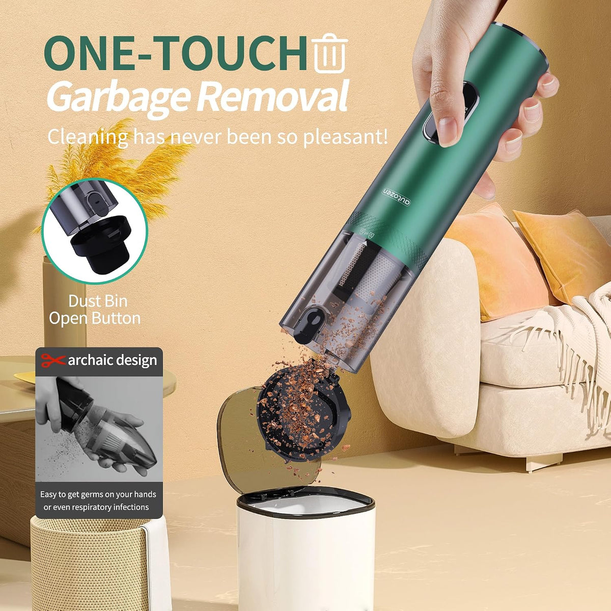 2026 Upgraded Handheld Vacuum Cordless 17000Pa Powerful Suction, Portable 4-in-1 Car Vacuum with LED Display&Light, 2H Fast Charge, Multi-Nozzles for Car Interior Home Cleaning
