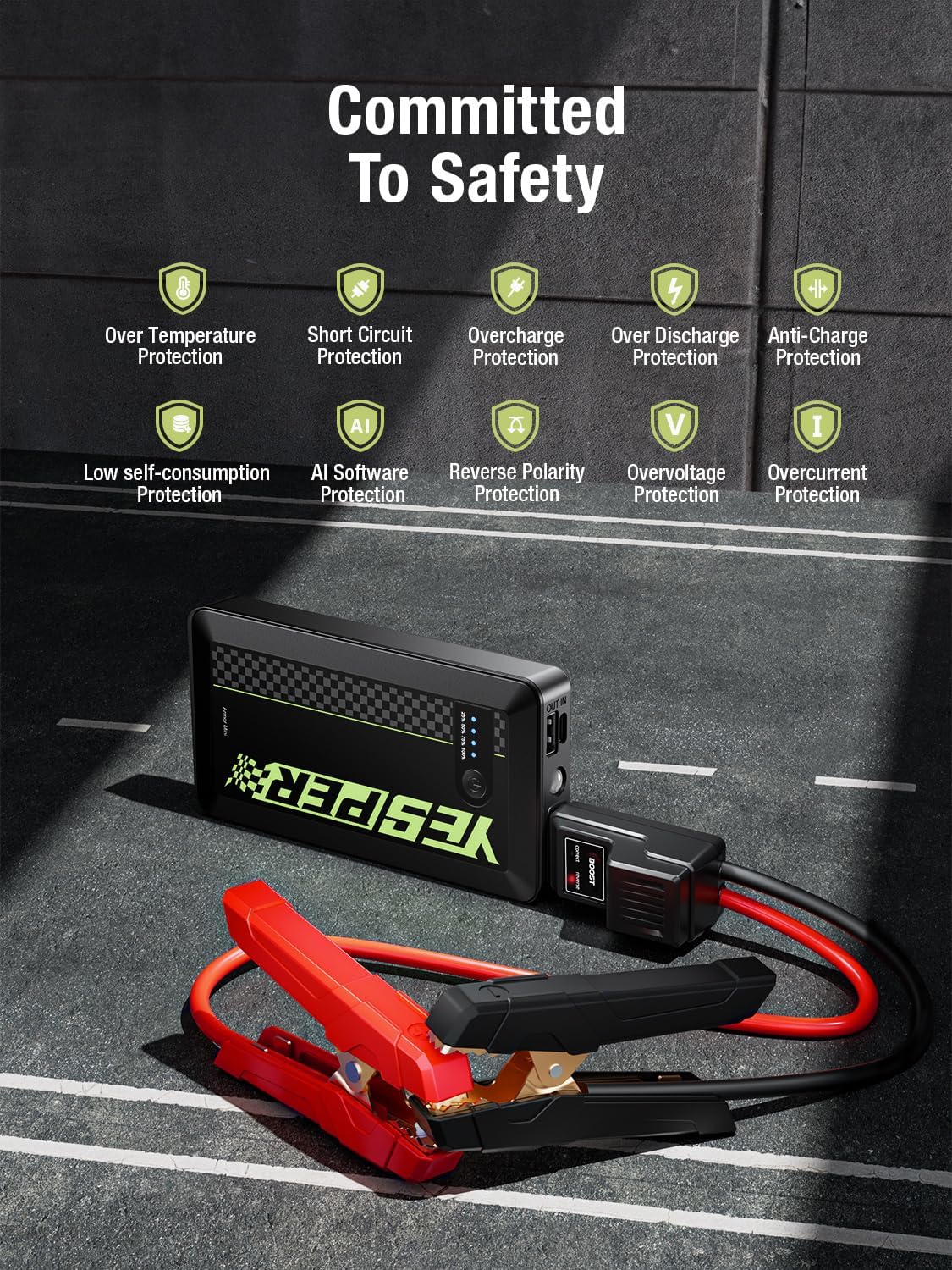 YESPER 12V Portable Car Jump Starter 1500A Motorcycle Battery Jump Pack