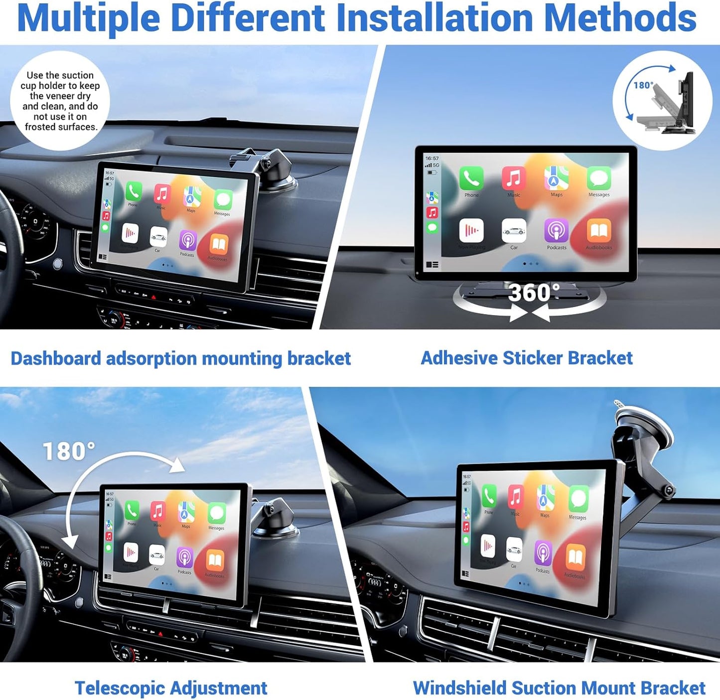 9" Wireless Apple Carplay Screen for Car & Android Auto with Backup Camera | Portable Touchscreen with OTA Update, GPS Navigation/Mirror Link/Voice Control/5.0 Bluetooth