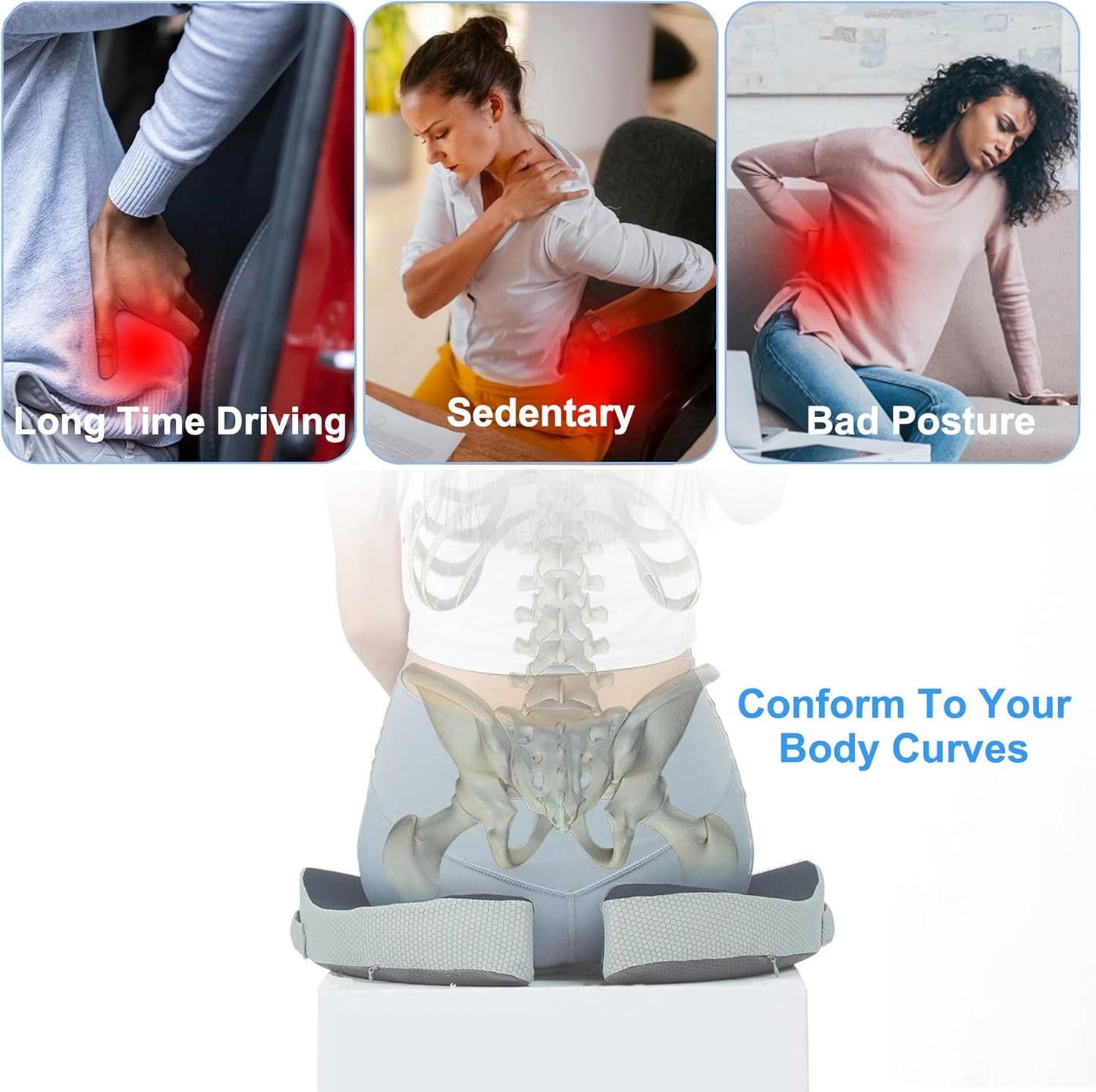 Travel Seat Cushion For Airplane, Small Foldable Hemorrhoid Pillow | Compact Airplane Seat Cushion For Long Flights, Travel Essentials For Comfort, Seat Cushion For Sciatica Pain Relief