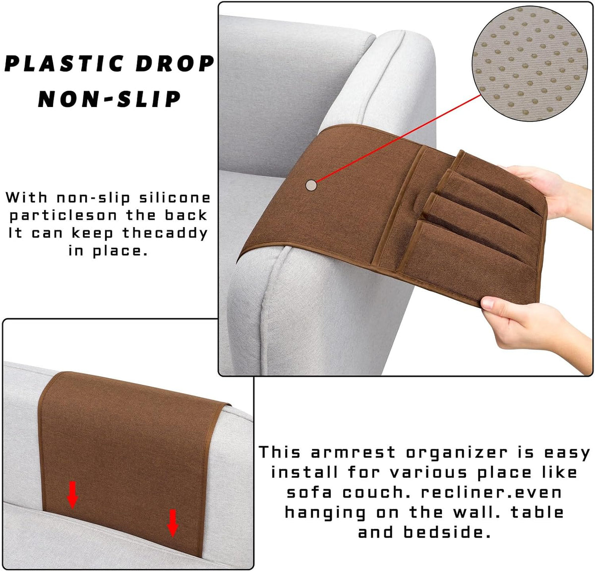 Remote Control Holders for Armchairs, Couch Caddy, Featuring Non-Slip Bases