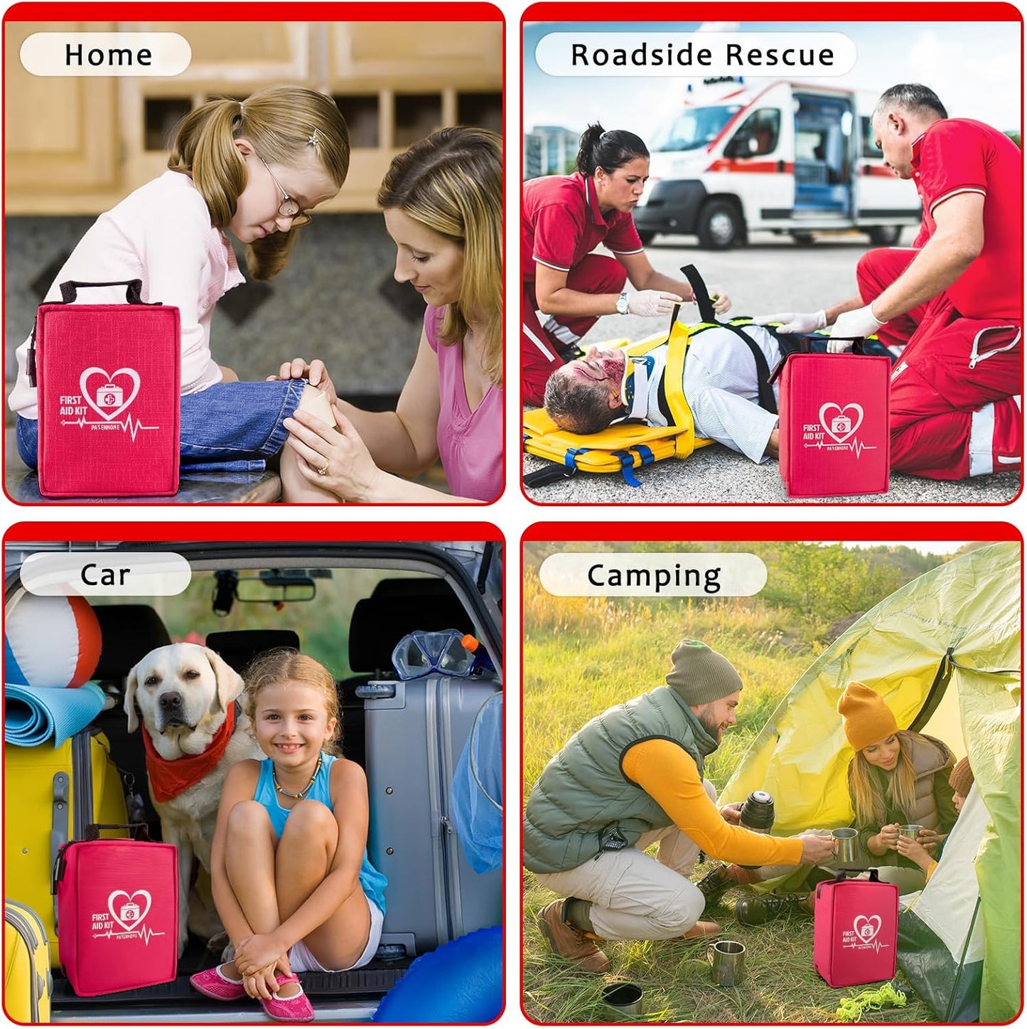 First Aid Kit with Rapid-Response Labeled Compartments, Compact Waterproof Emergency Kit with Molle Straps for Car, Camping, Home, Hiking, Travel
