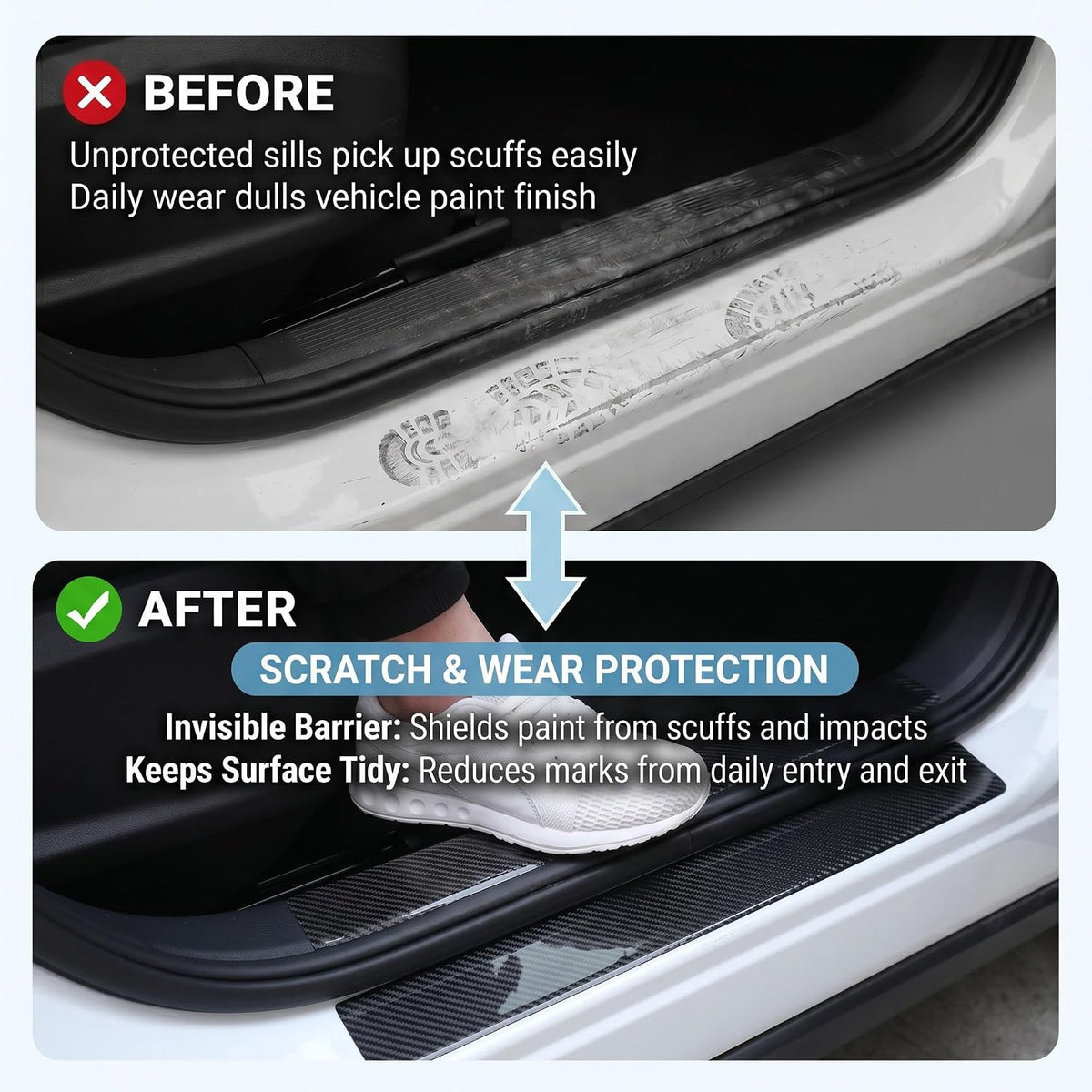 Car Door Edge Guards Door Sill Protector, Clear Car Doors Sill Protector, 2.7-inch x 33-foot Scratch Protectors for Cars, Waterproof Auto Doors Entry Guard Film, for Most Vehicles(Black)