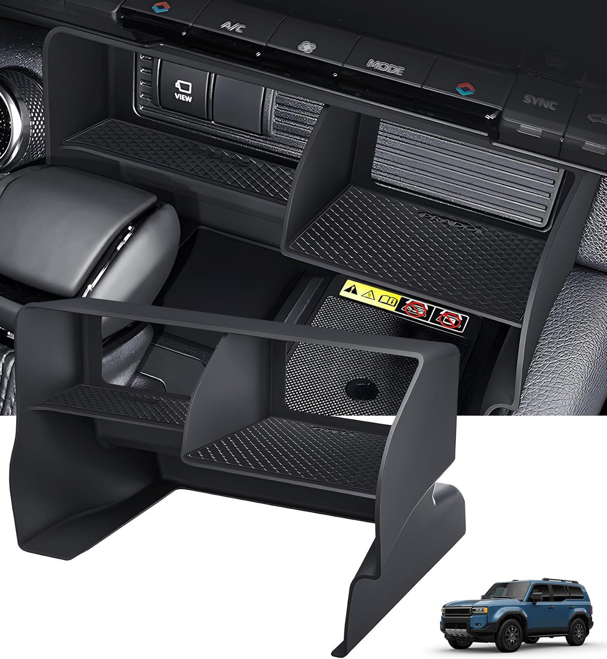 Center Console Organizer for Toyota Land Cruiser Prado 250 2027 2026 2025 2024, Interior Accessories Storage Box Insert Tray for 2024-2027 Land Cruiser, Black