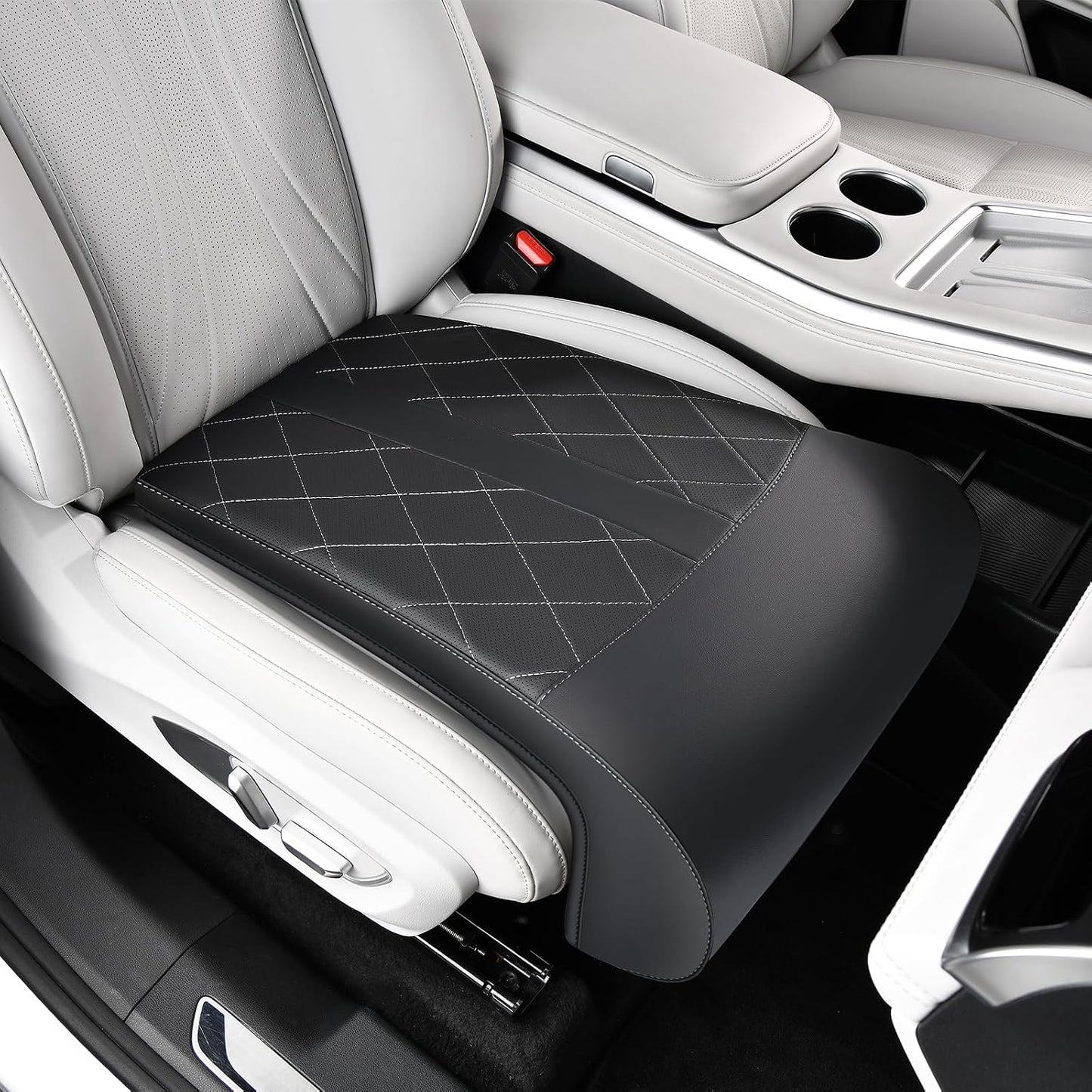 Coverado Car Seat Extender Leg Support, Leather Leg Extender Cushuin for Car Seats, Waterproof Car Seat Cushions Universal Fit for Most Vehicles (Black)