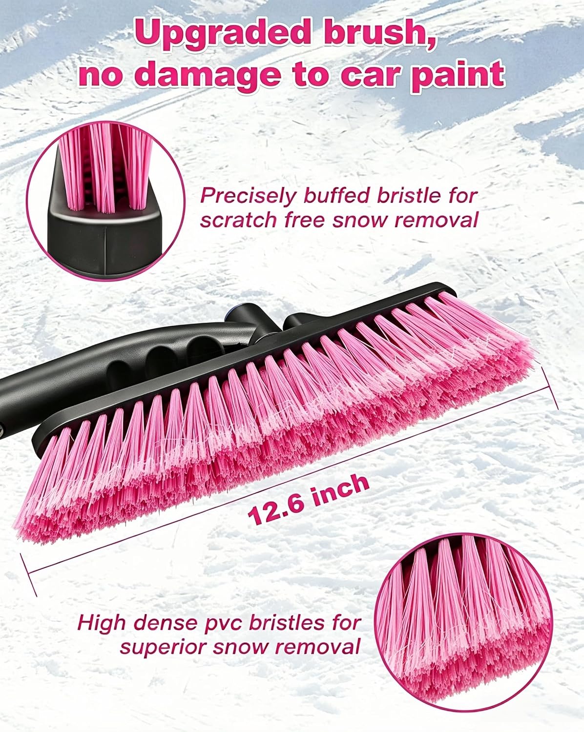 33‘’ Pink Car Snow Brush and Ice Scraper for Windshield