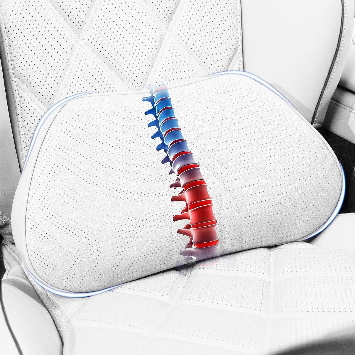 Lumbar Support Pillow for Car Seat, Office Chair, Off-White, 1PC