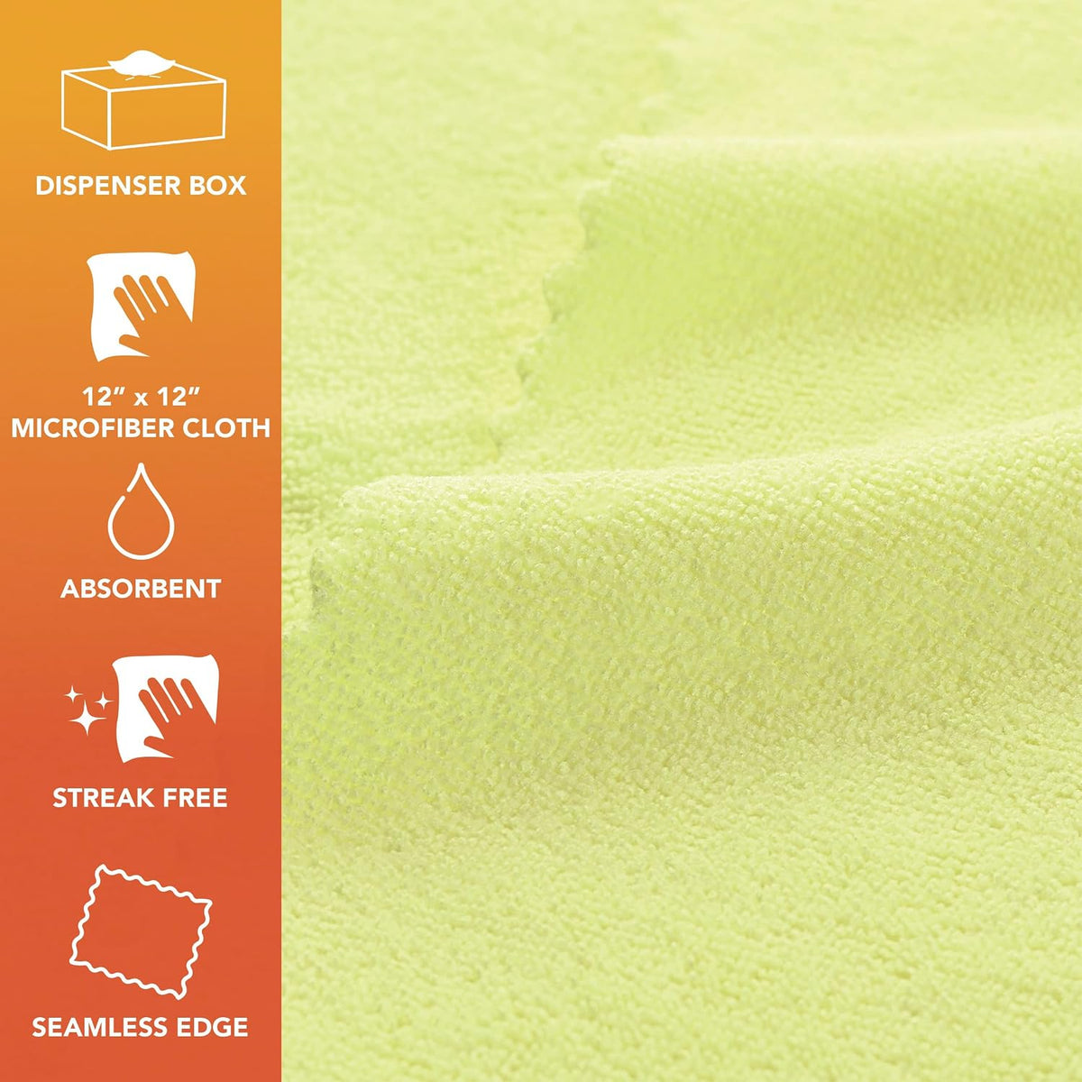 Arkwright Smart Rags Microfiber Cleaning Cloths, Pack of 50 in a Box, Lint Free 180 GSM Reusable Towels for Auto, Office and Household Cleaning, 12 x 12 in, Yellow
