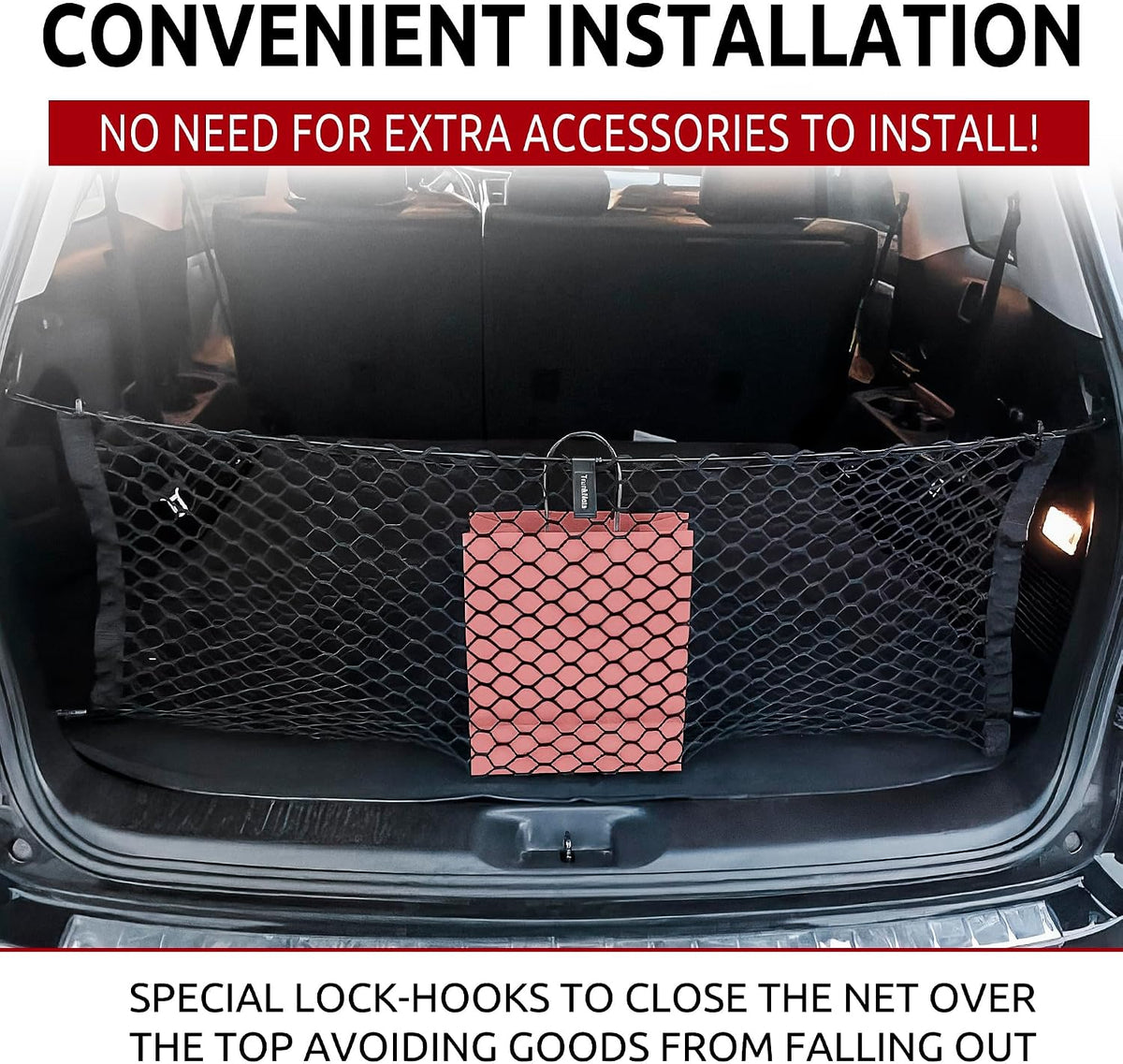Envelope Style Trunk Mesh Cargo Net | for Toyota Highlander 2014-2026 Regular & Hybrid Car Accessories | Premium Trunk Organizers and Storage | SUV Truck Cargo Nets | Vehicle Carrier Organizer