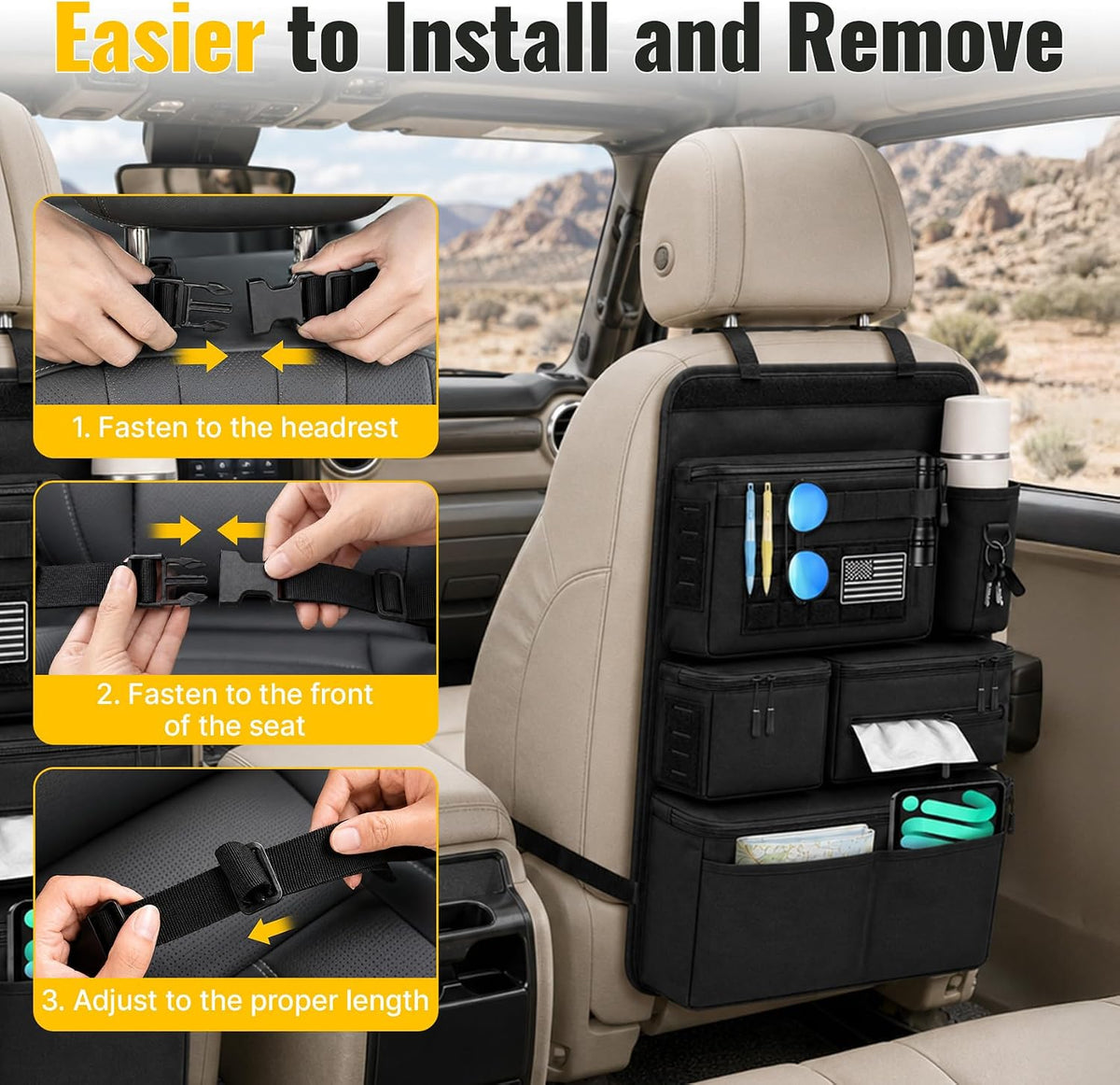 Multi-Pocket Back Seat Car Organizer, Fits Most Cars, SUVs, Trucks, Jeeps