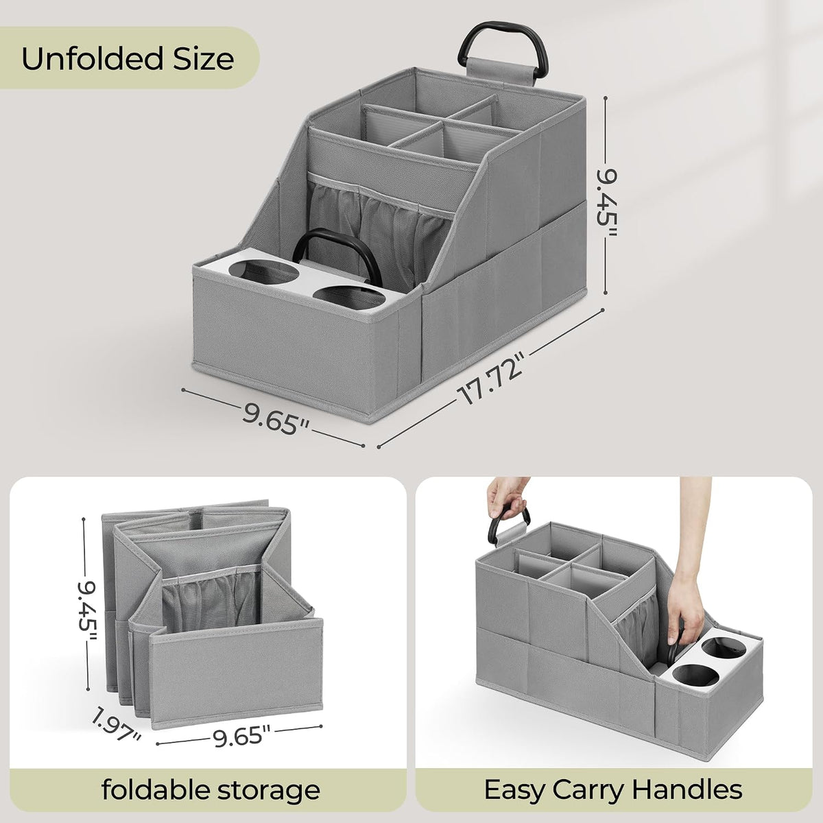 Car Seat Organizer Backseat Front Seat, Car Organizer With 12 Storage Compartments 2 Cup Holders, Snack Storage For Kids Baby, SUV Truck Van Collapsible Storage Bag For Travel, GY