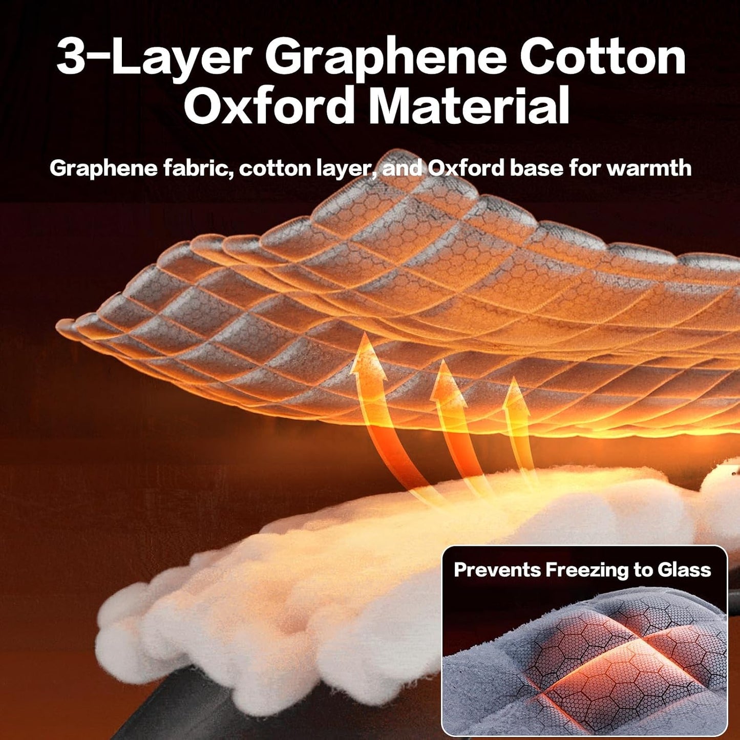Exterior Windshield Cover for Ice and Snow, Graphene Grid Heavy-Duty Windshield Sun Shade, Car Snow Shield with Mirror Covers, Wiper Area Coverage for Cars, SUVs and Trucks, Large
