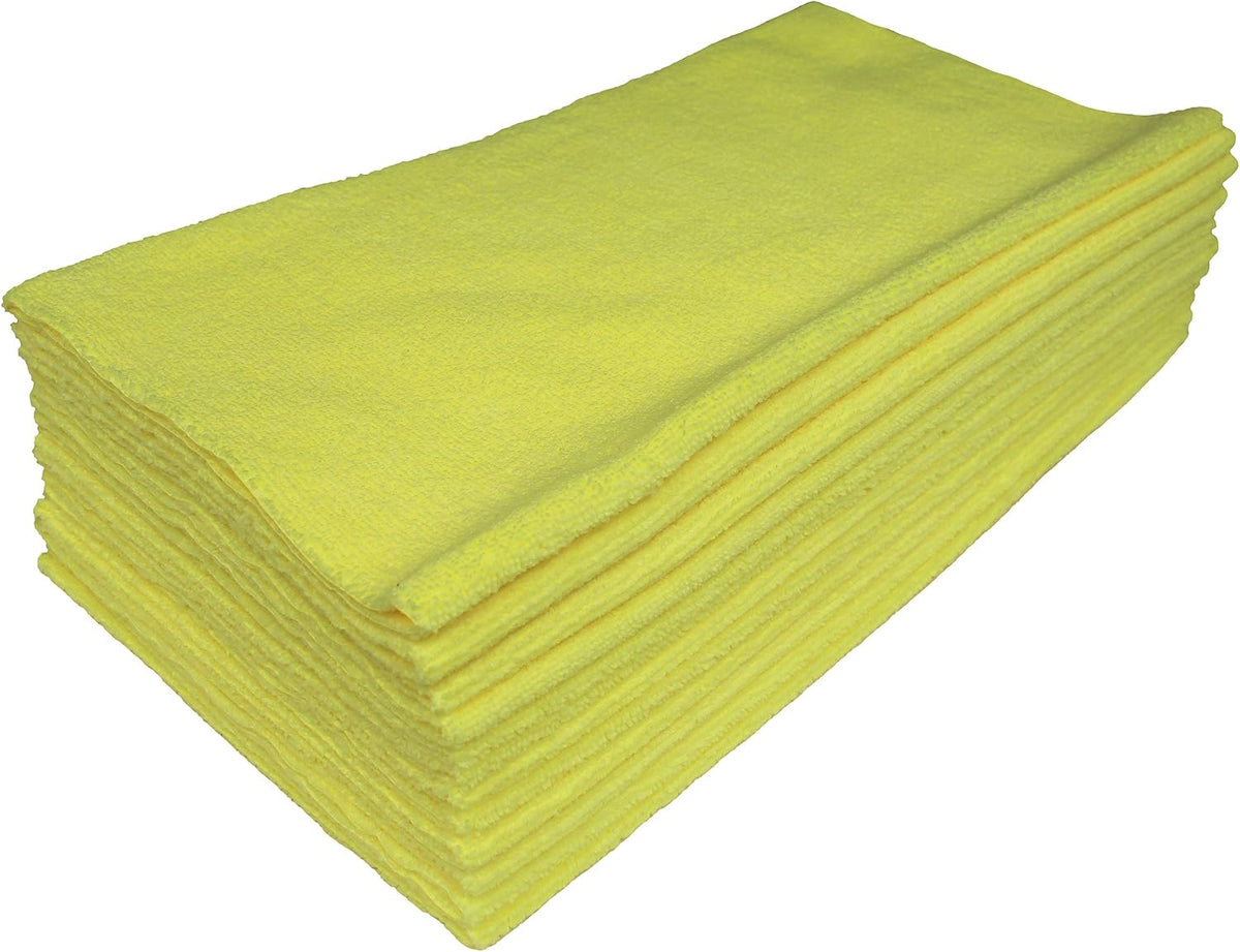 Detailer's Preference Premium Edgeless Microfiber Towels, 350 GSM, Ultra Soft, Lint-Free, Streak-Free, Scratch-Free, Highly Absorbent, for Auto, Home, and Detailing,16x16, 12-Pack, Yellow