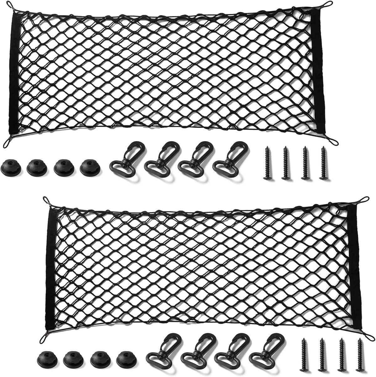 Amiss Cargo Net Stretchable. Adjustable Elastic Trunk Storage Net with Hook for SUVs, Cars and Trucks, Car Exterior Accessories (43.3x15.8 Inch)