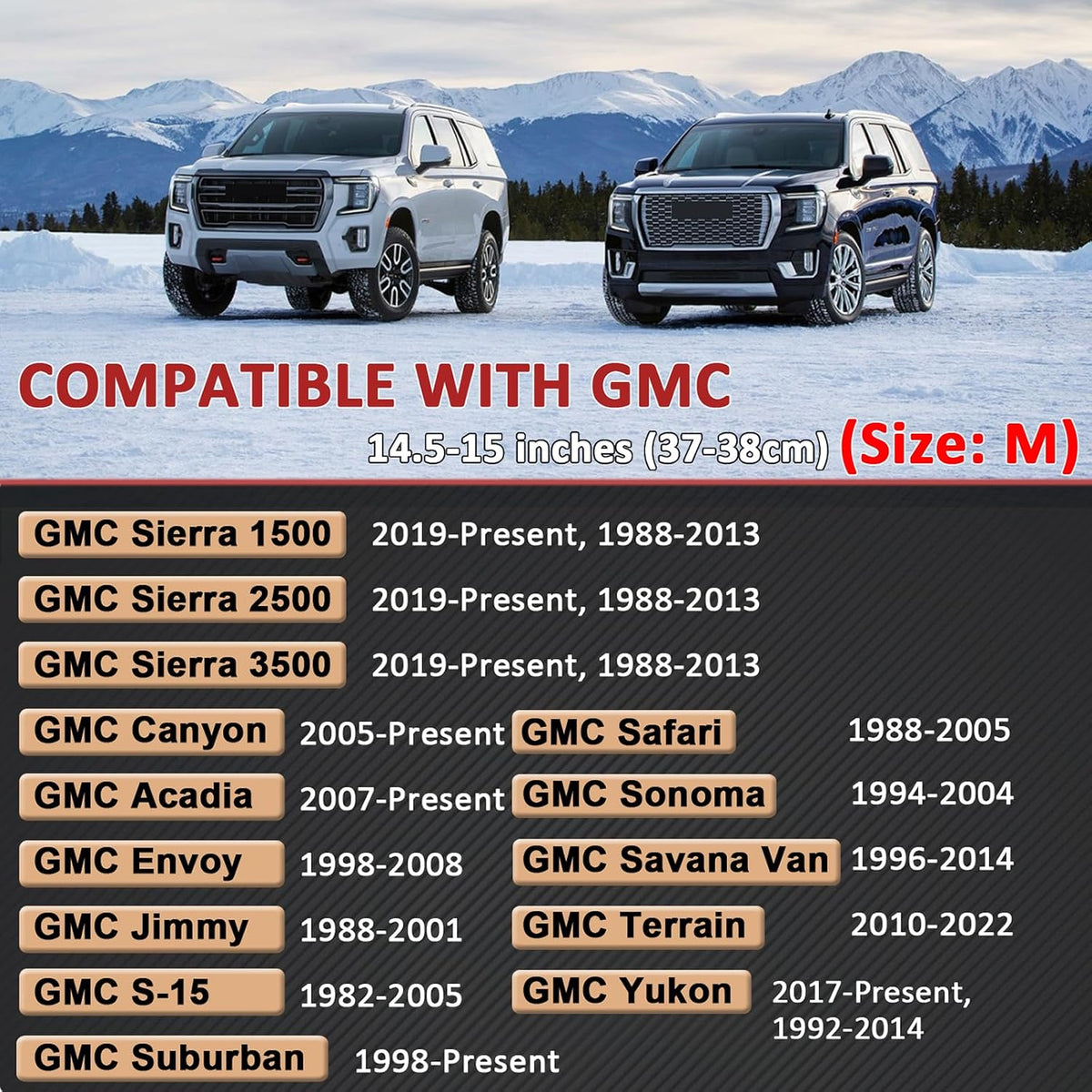 GIANT PANDA Steering Wheel Cover for GMC Sierra Acadia Terrain Yukon(Black+Gray Line-Standard Size)