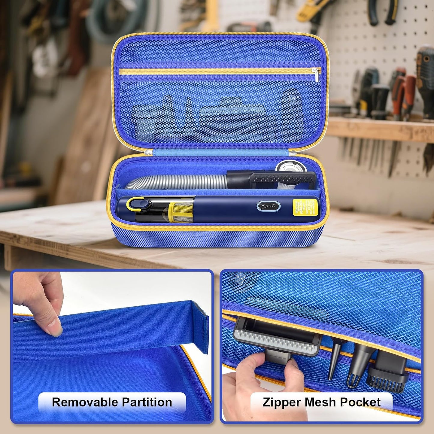 GWCASE Small Vacuum Car Case for Fanttik Slim V8 Apex/Mate, Case Only | Removable Divider, Mesh Pocket for Accessories, EVA Shell Protection for Trunk, Truck and Road-Trip Storage